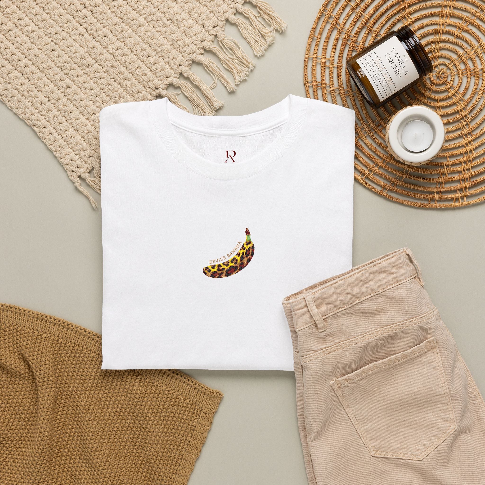 Embroidered Leopard Devil's Banana Tee