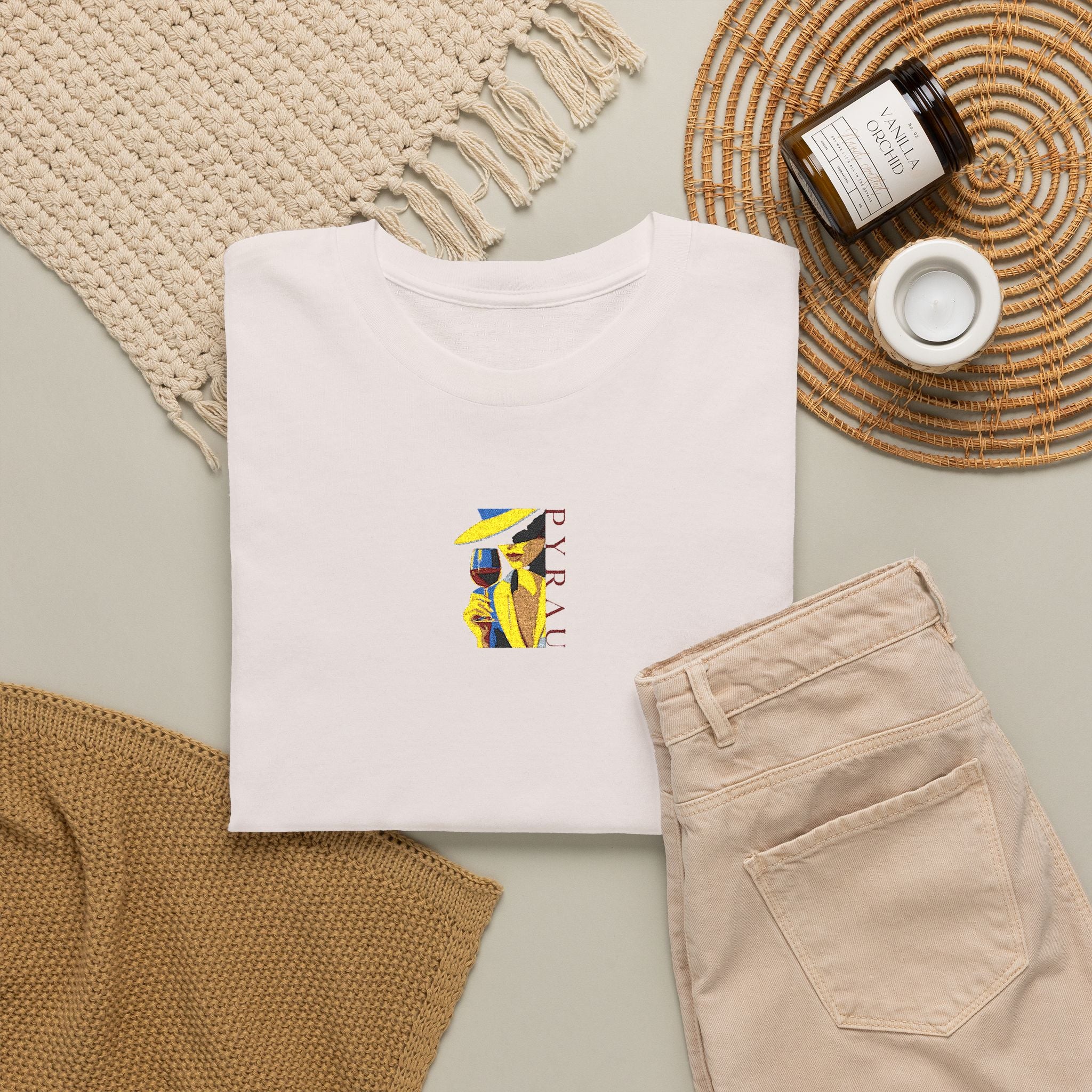 Embroidered Wine Retro Tee