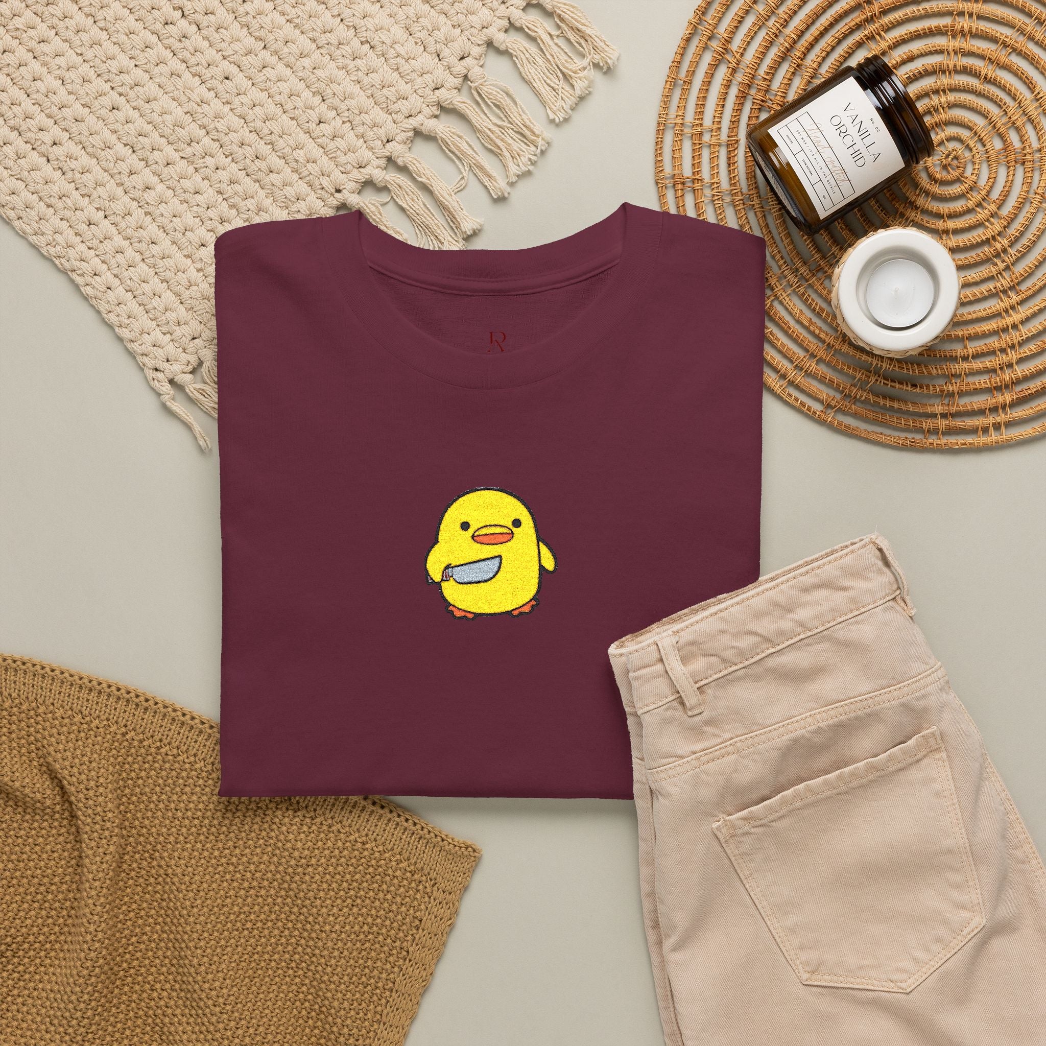 Embroidered Chick With Knife T-Shirt