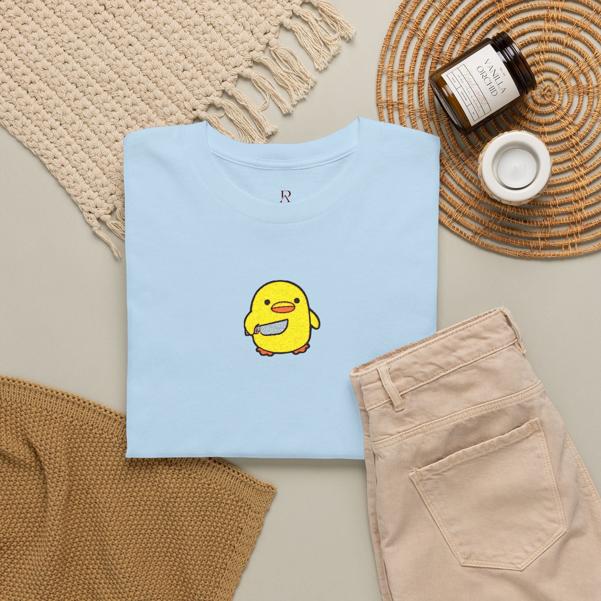 Embroidered Chick With Knife T-Shirt