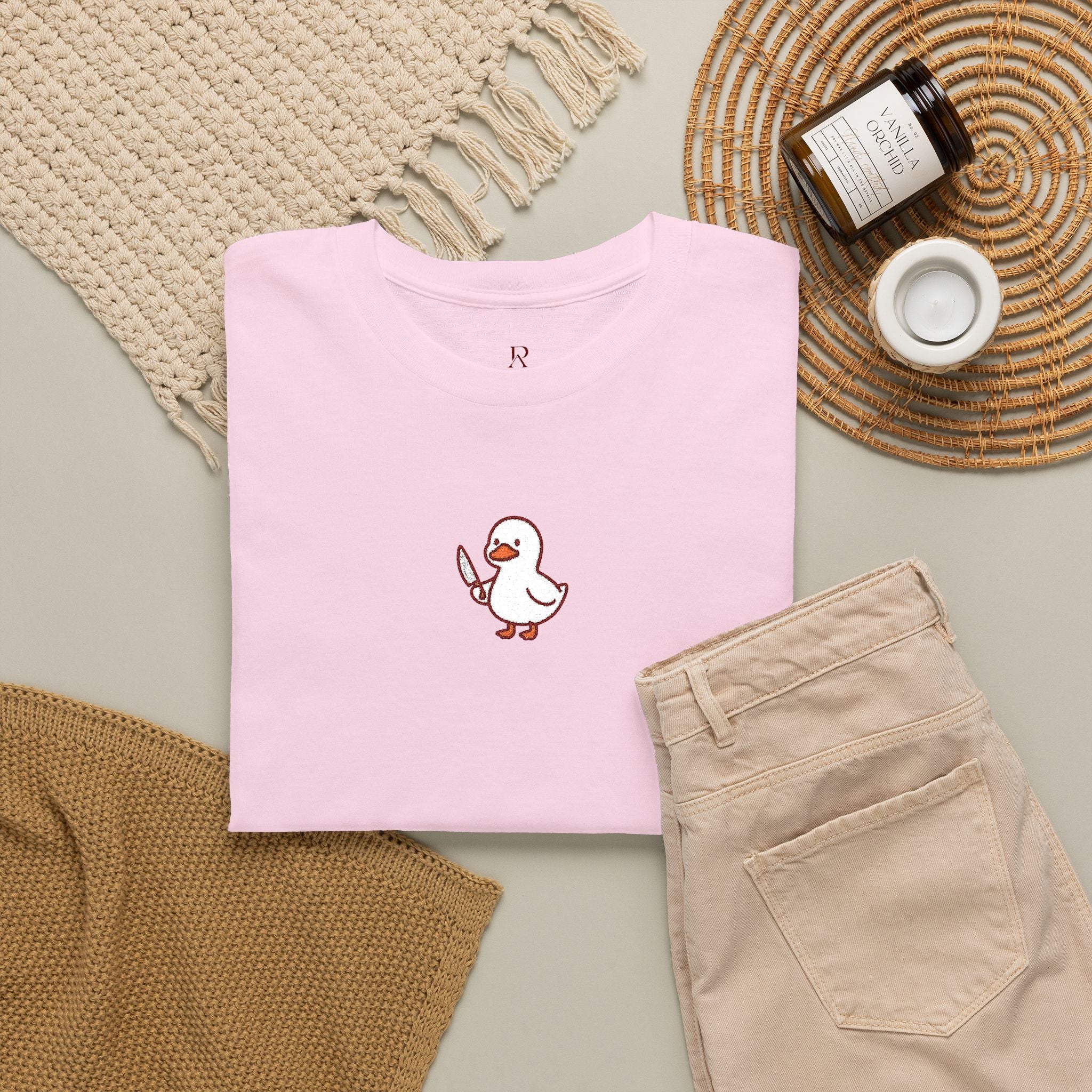 Embroidered Duck With Knife T-Shirt