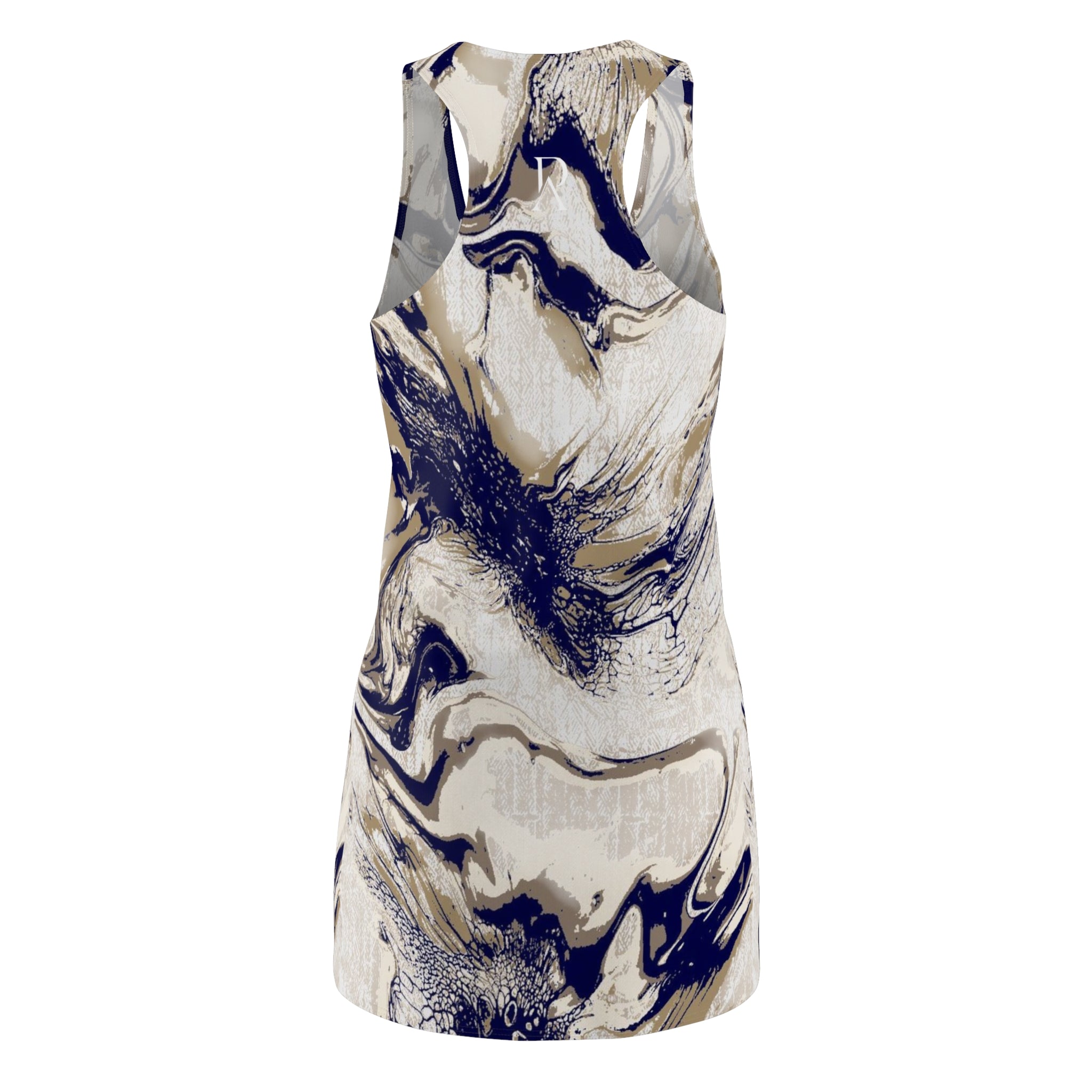 Marbled Navy & Cream Dress
