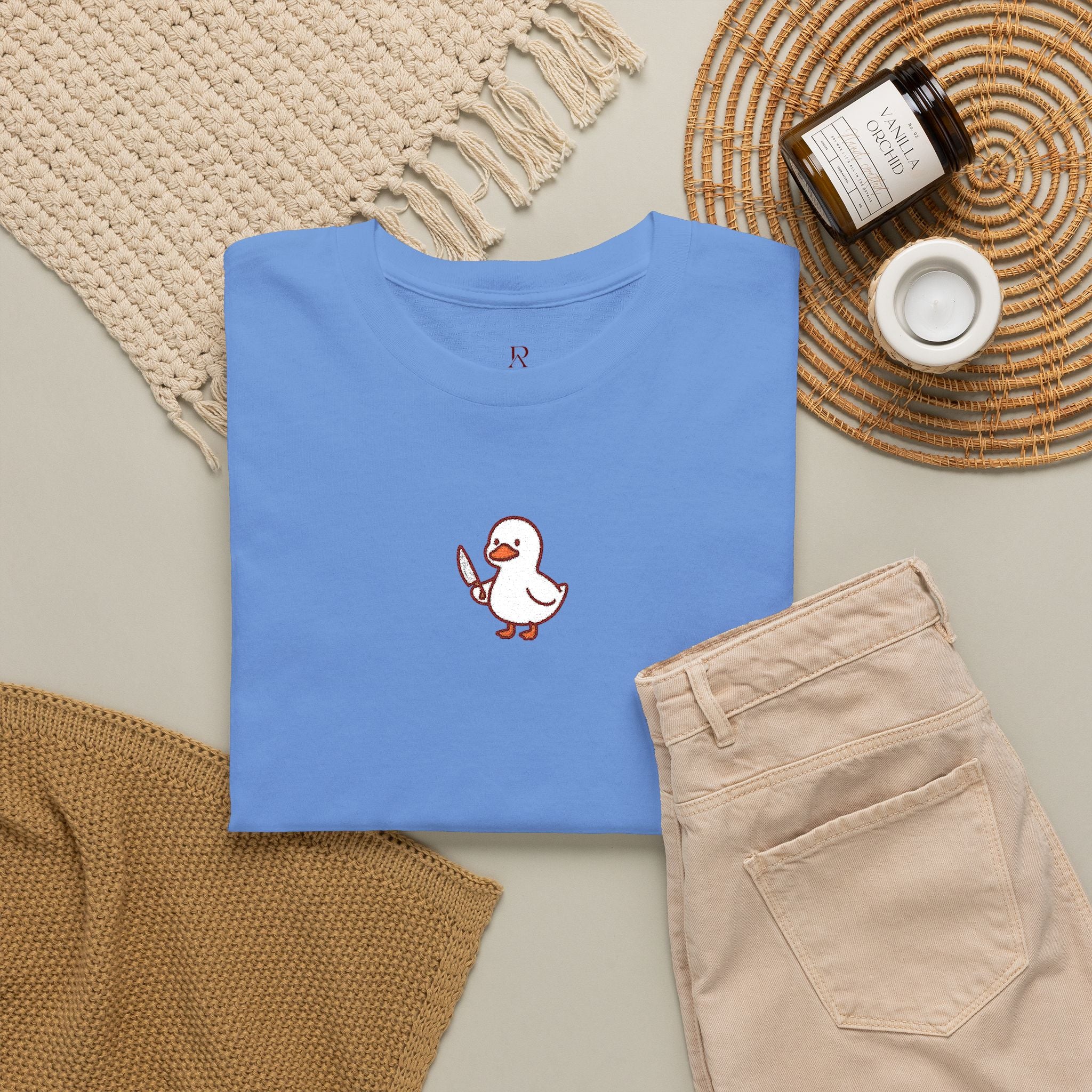 Embroidered Duck With Knife T-Shirt