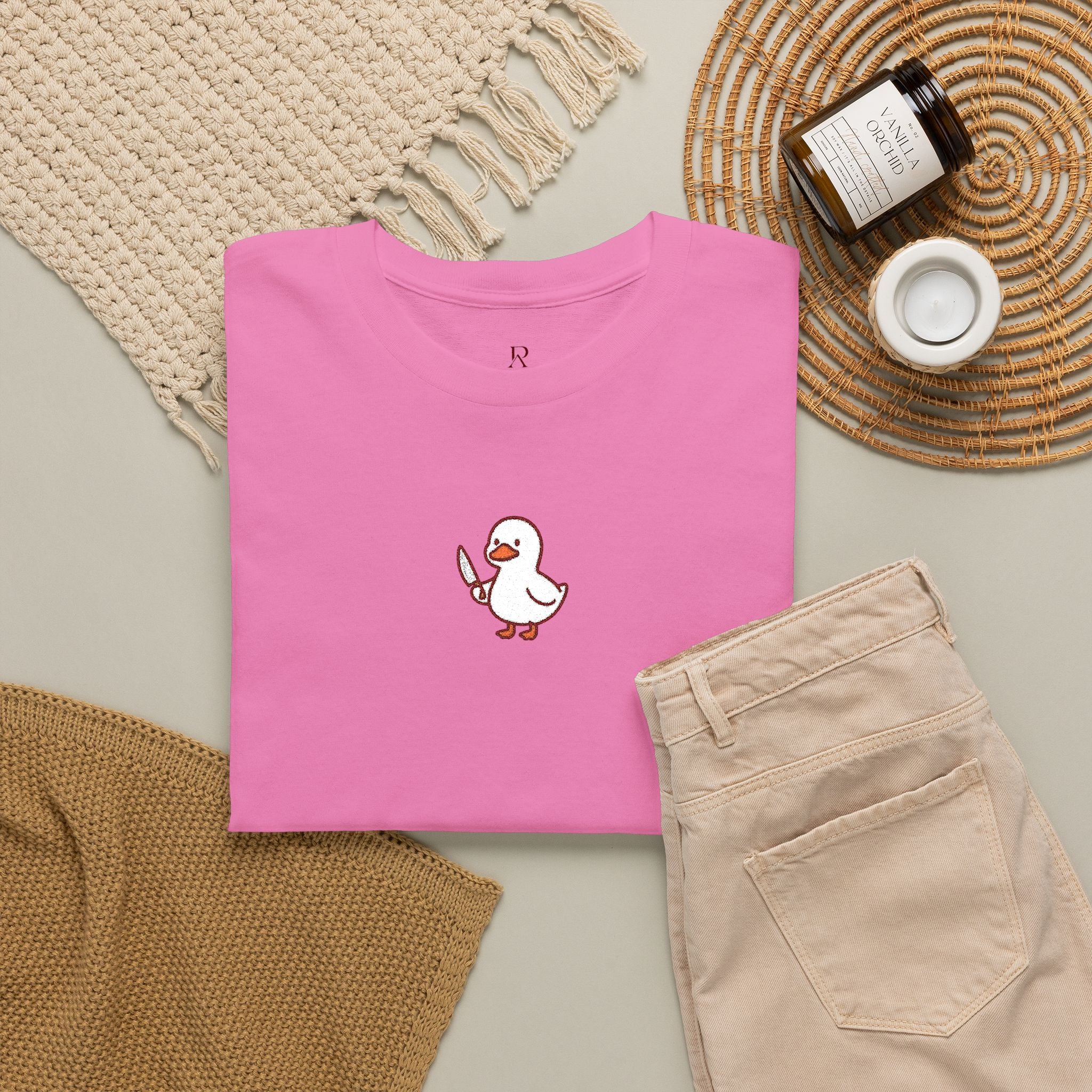 Embroidered Duck With Knife T-Shirt