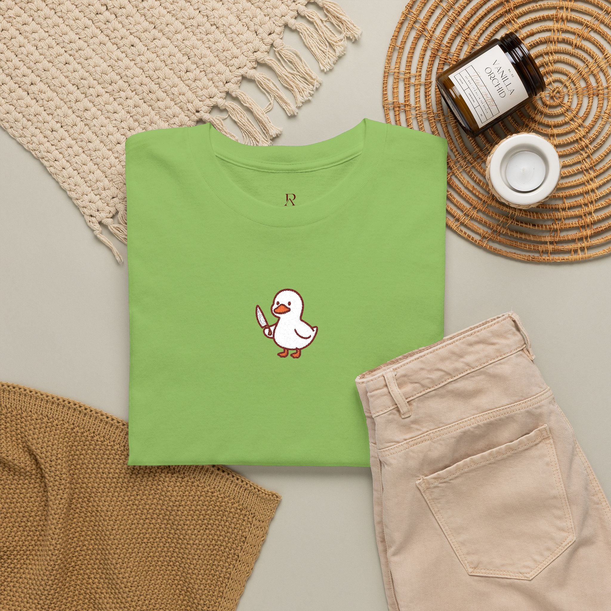 Embroidered Duck With Knife T-Shirt