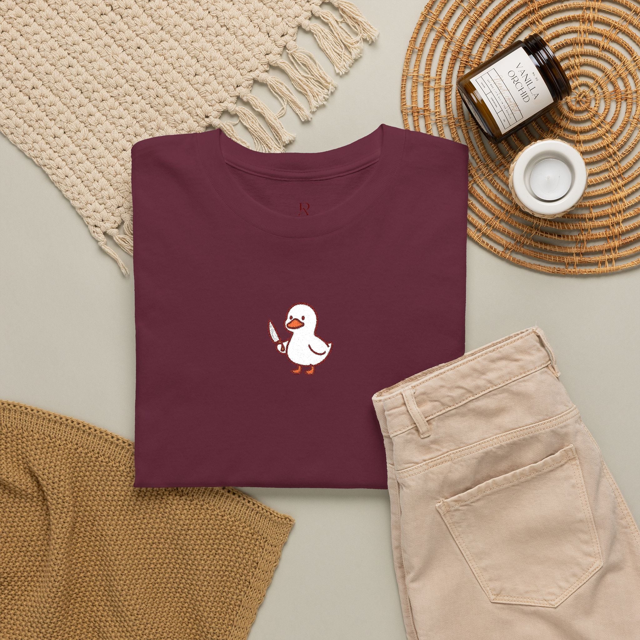 Embroidered Duck With Knife T-Shirt