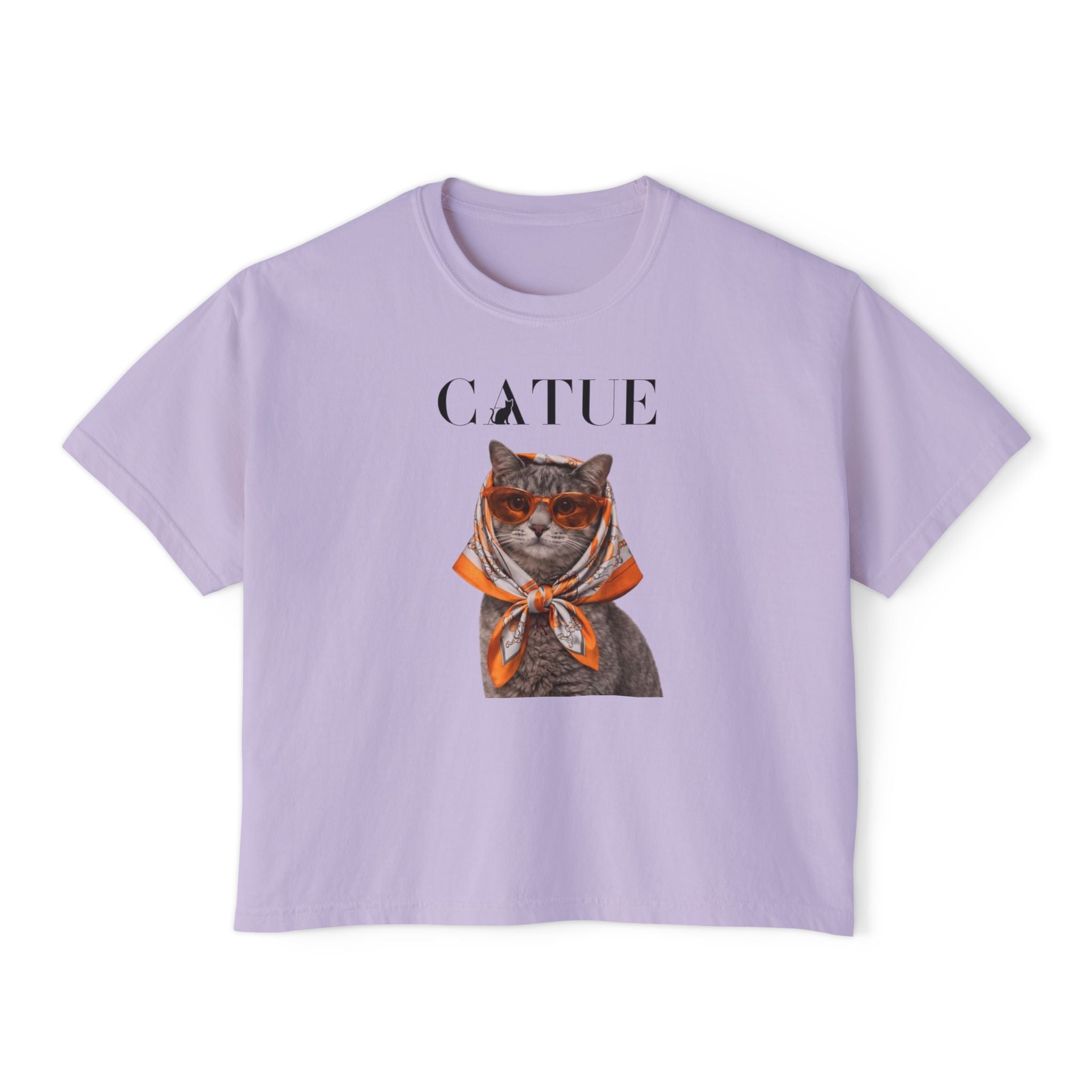 Cat in Scarf Boxy Tee
