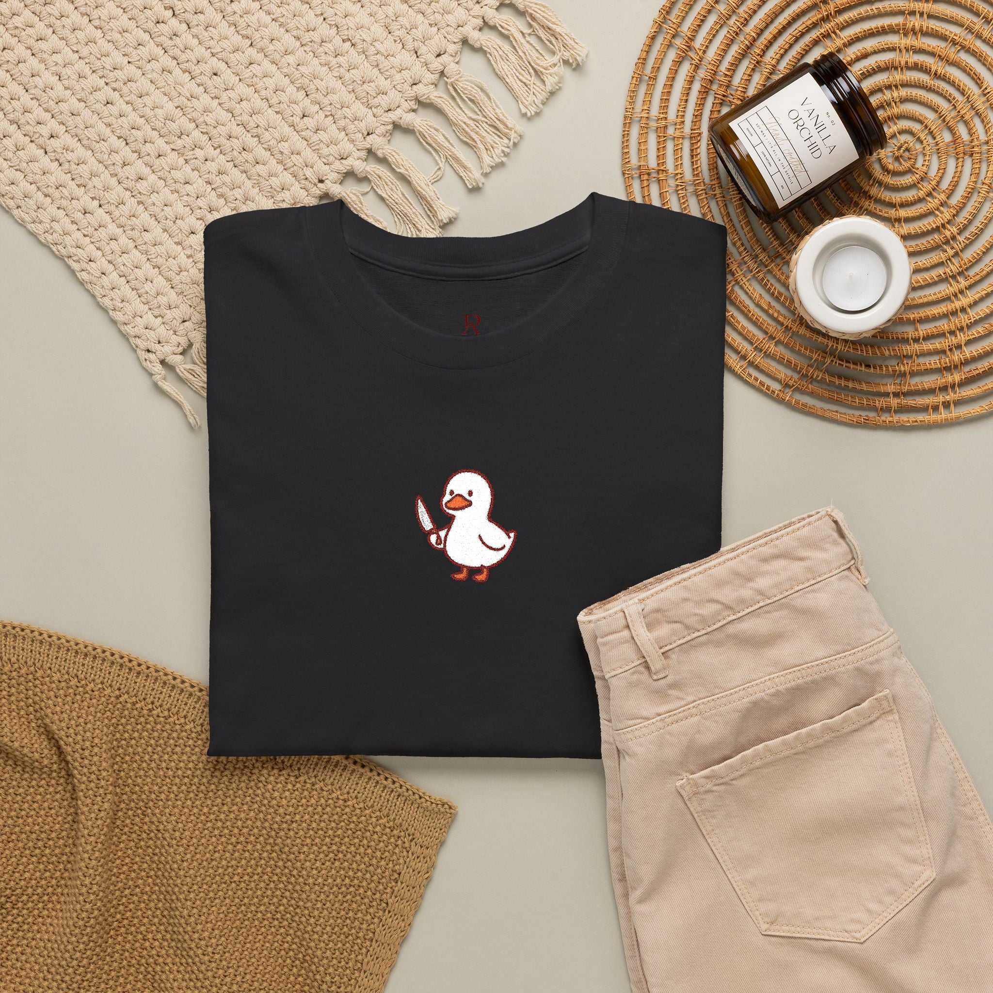 Embroidered Duck With Knife T-Shirt