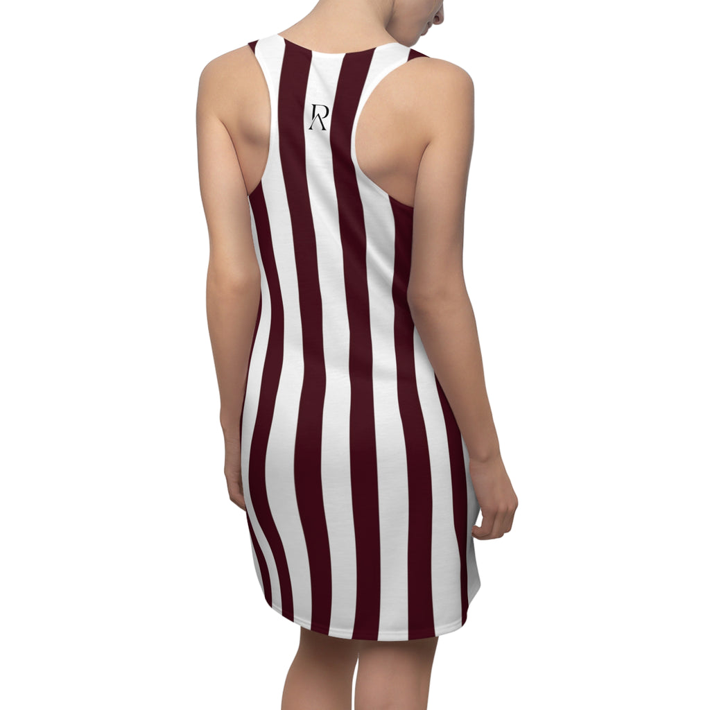 Striped Dress — Maroon & White
