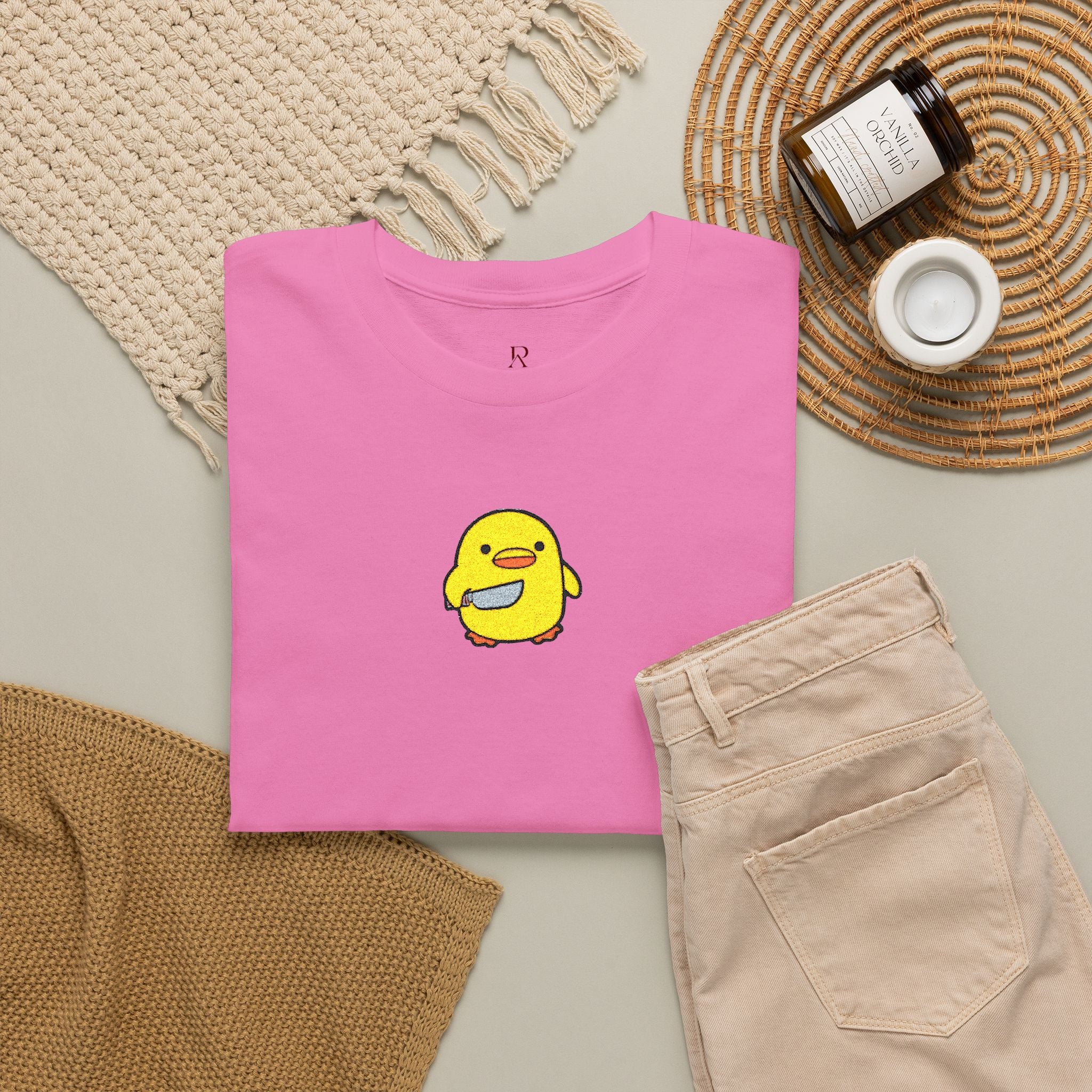 Embroidered Chick With Knife T-Shirt
