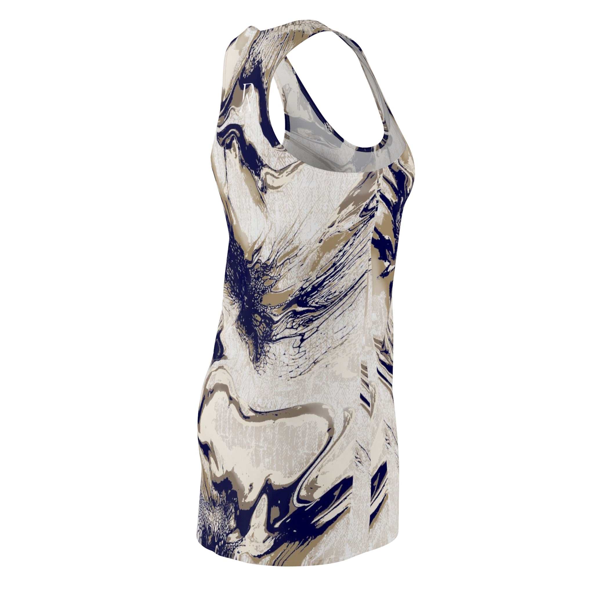 Marbled Navy & Cream Dress