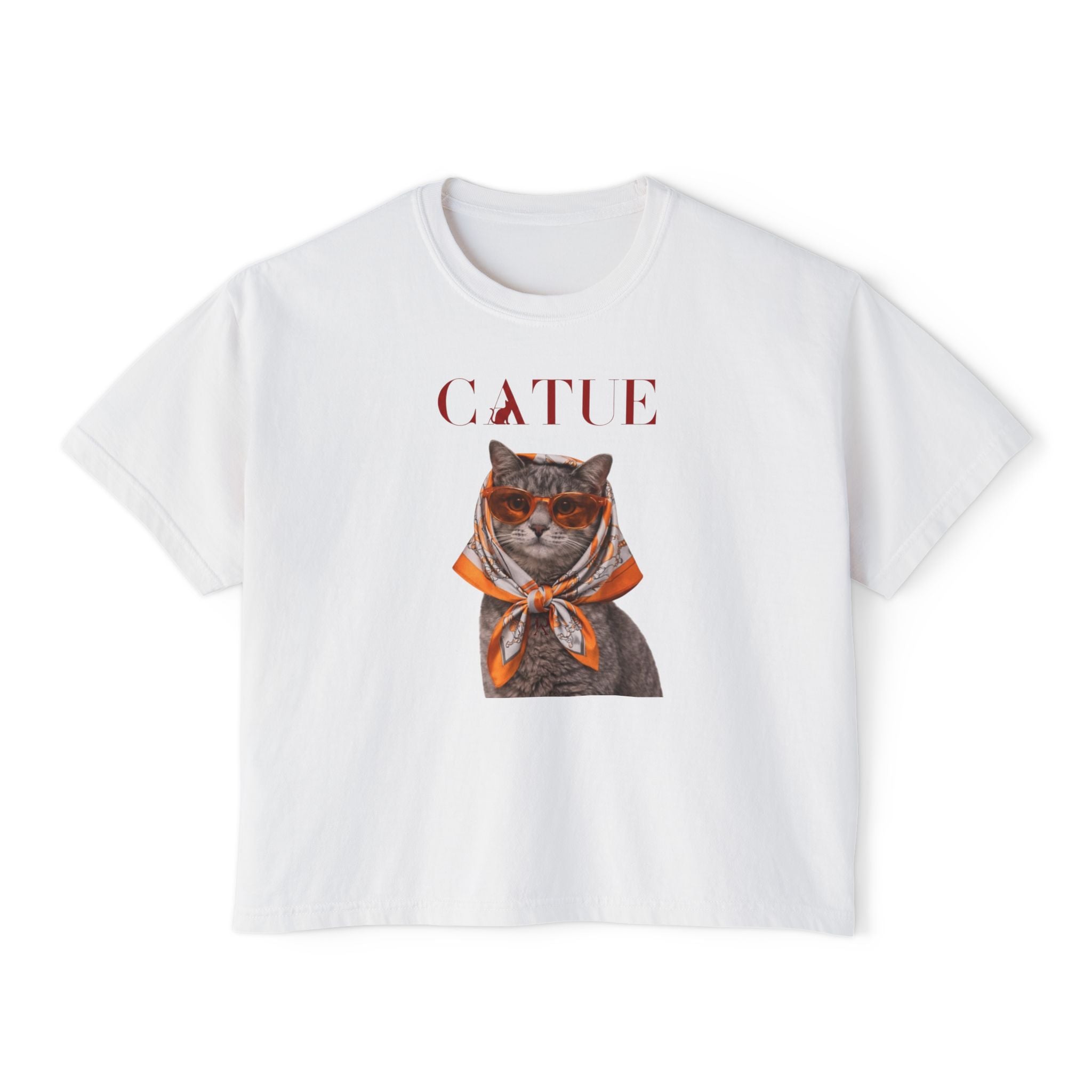 Cat in Scarf Boxy Tee
