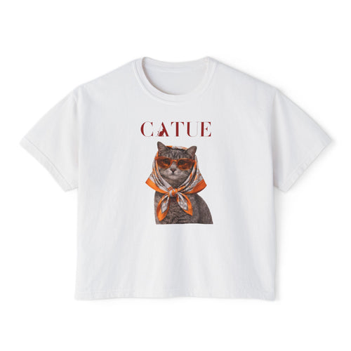 Cat in Scarf Boxy Tee