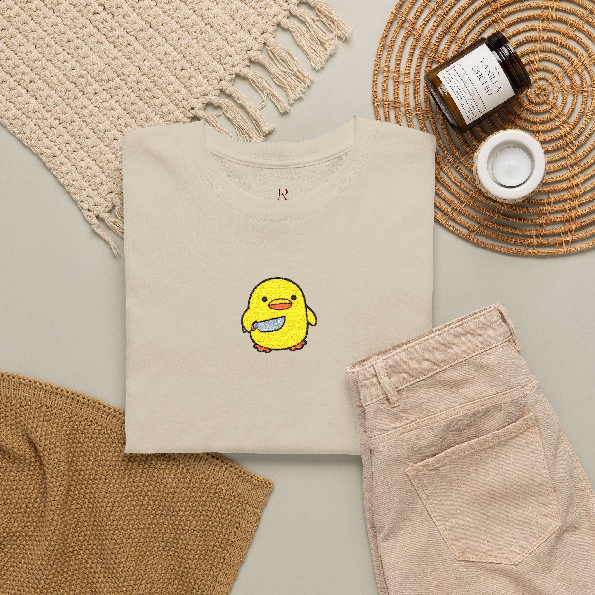 Embroidered Chick With Knife T-Shirt