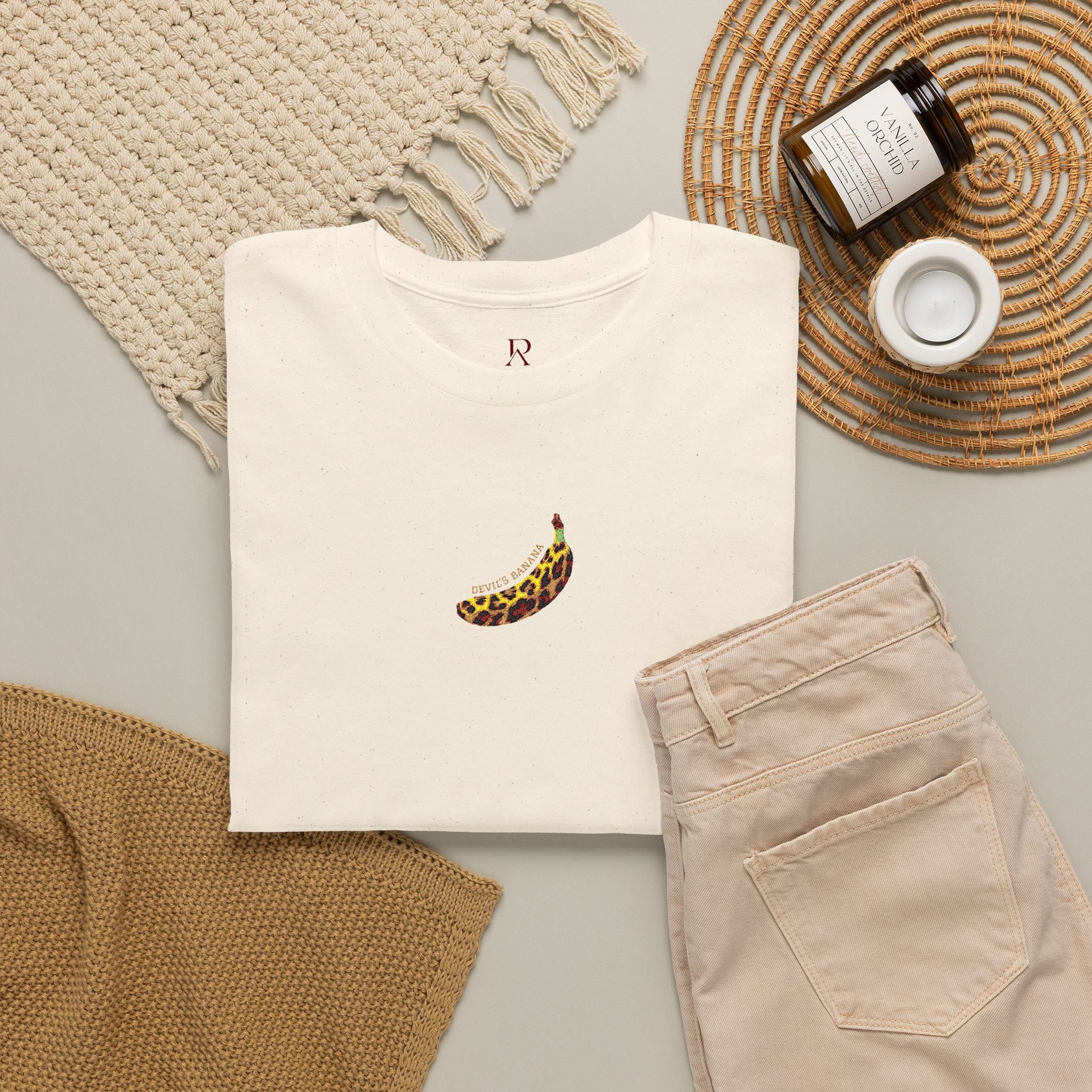 Embroidered Leopard Devil's Banana Tee