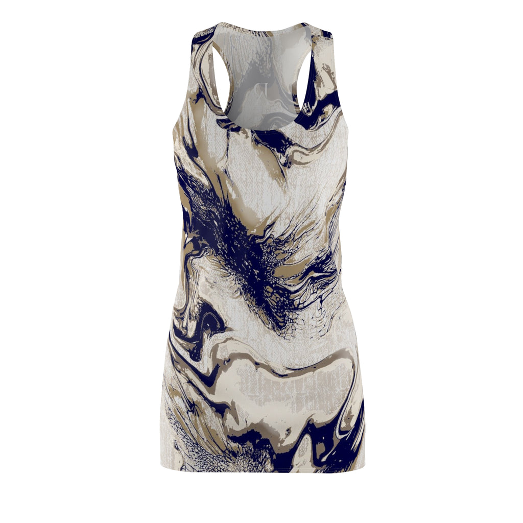 Marbled Navy & Cream Dress