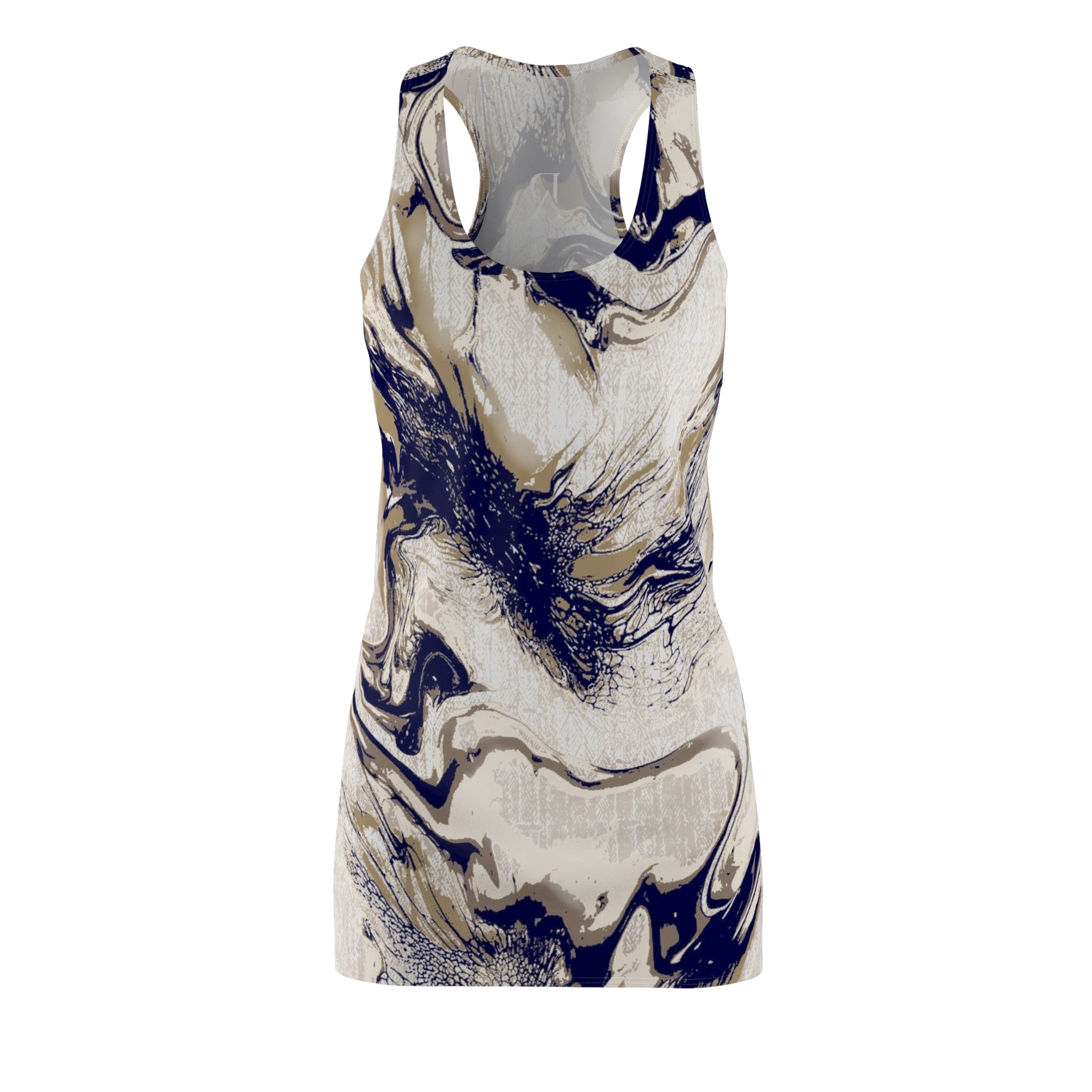 Marbled Navy & Cream Dress