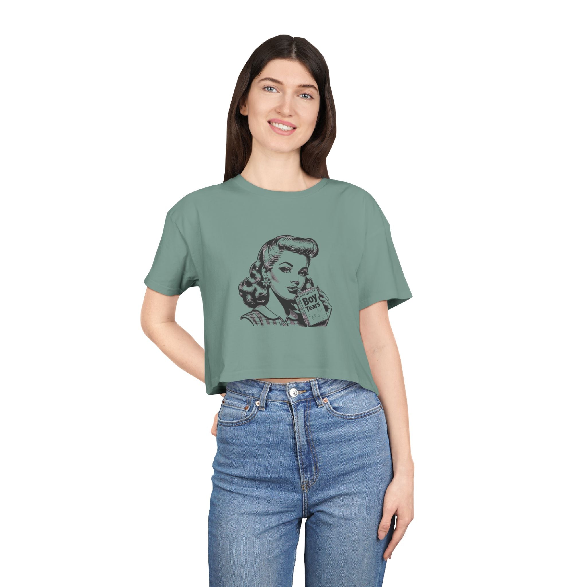Tears Crop Top Retro Vintage