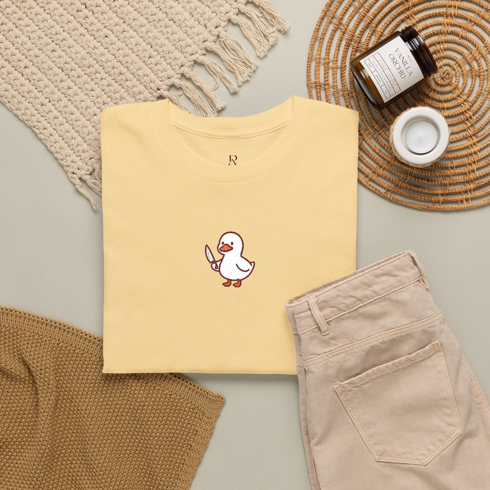 Embroidered Duck With Knife T-Shirt