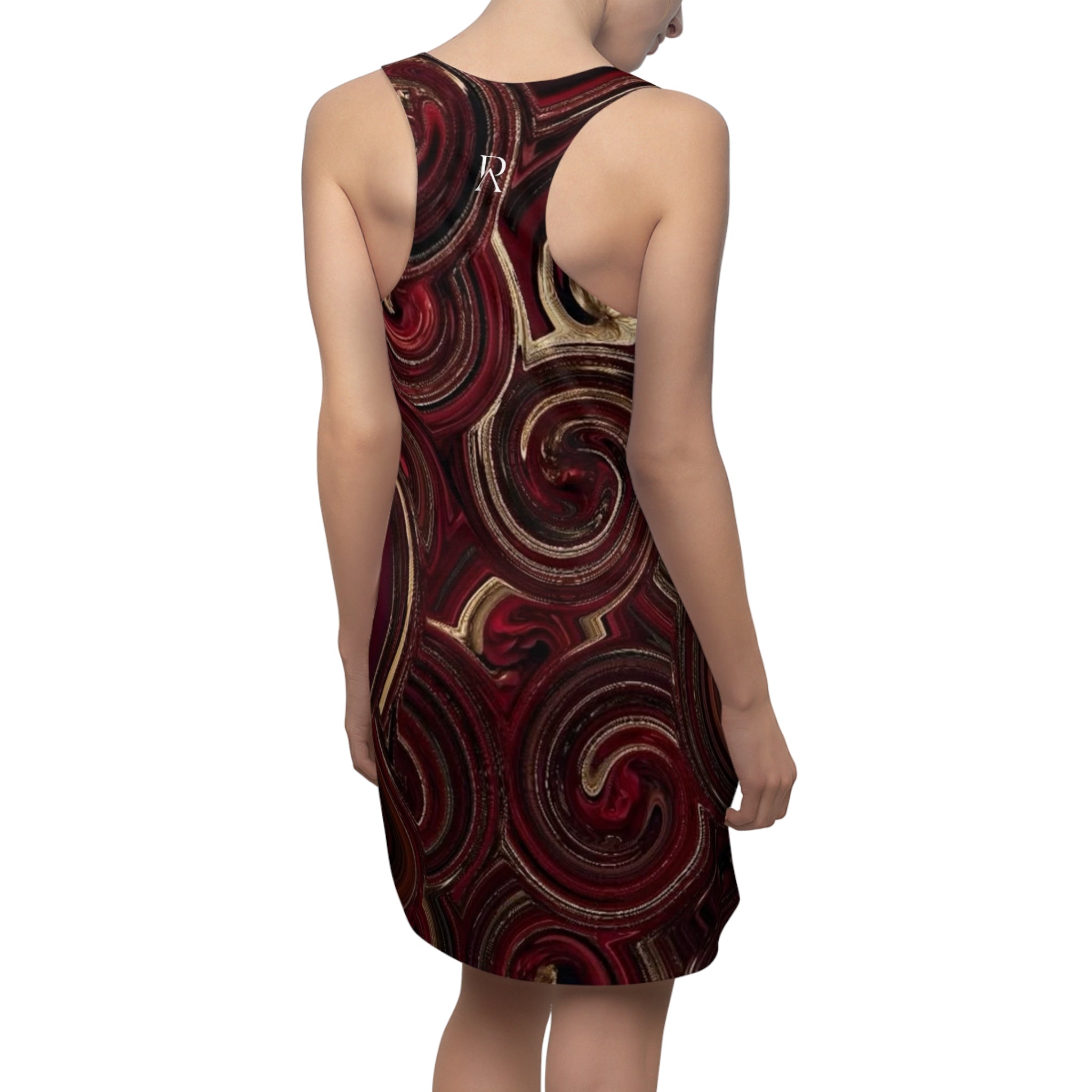 Maroon Dress – Burgundy Gold Swirl