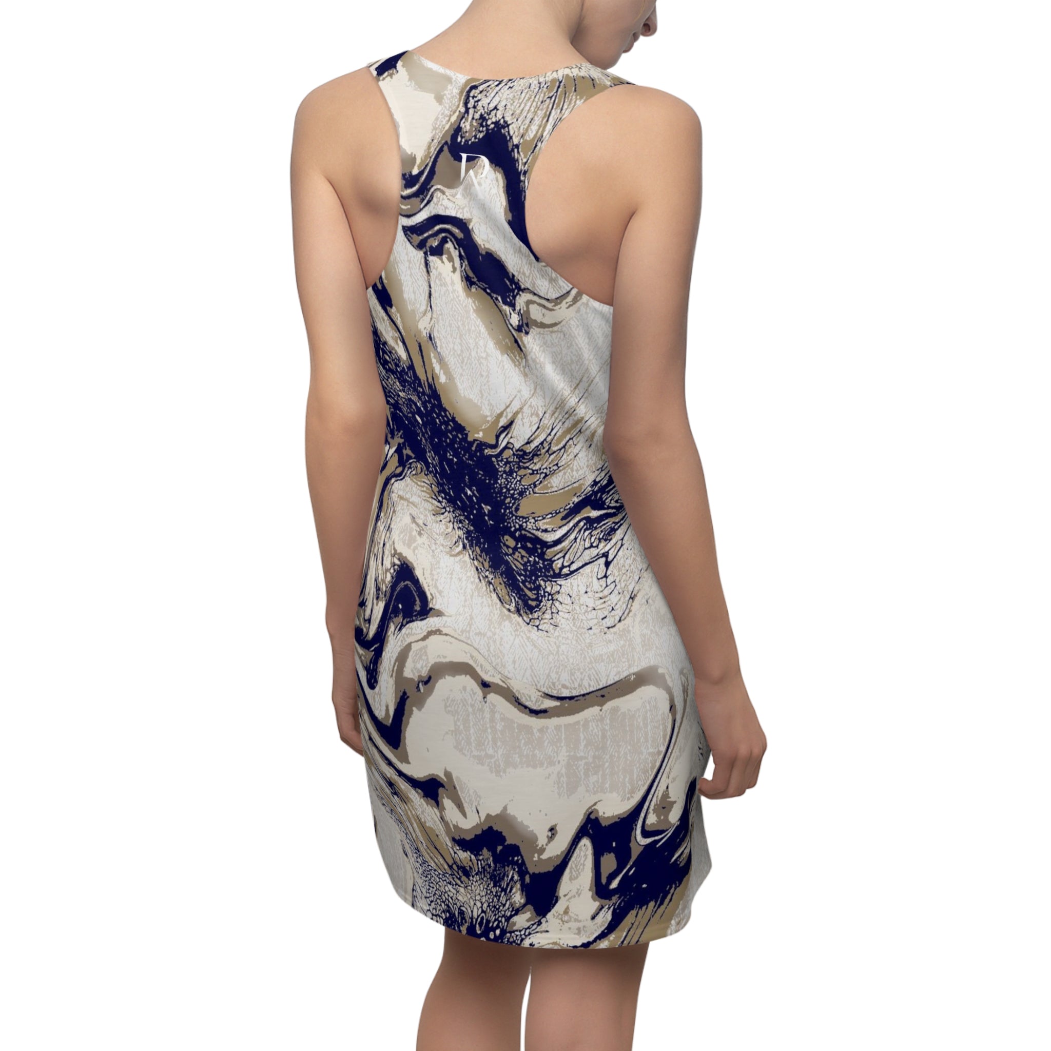 Marbled Navy & Cream Dress