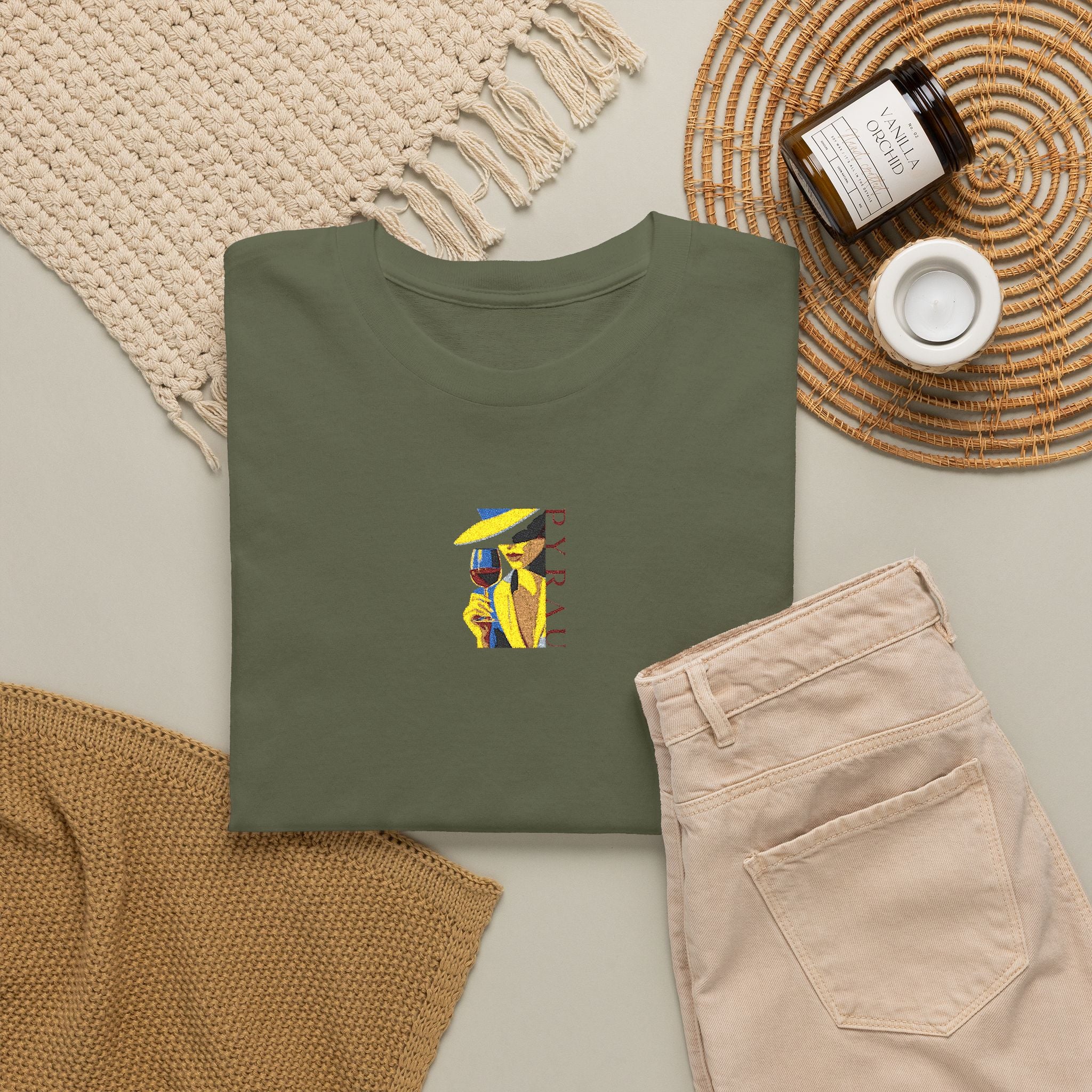 Embroidered Wine Retro Tee