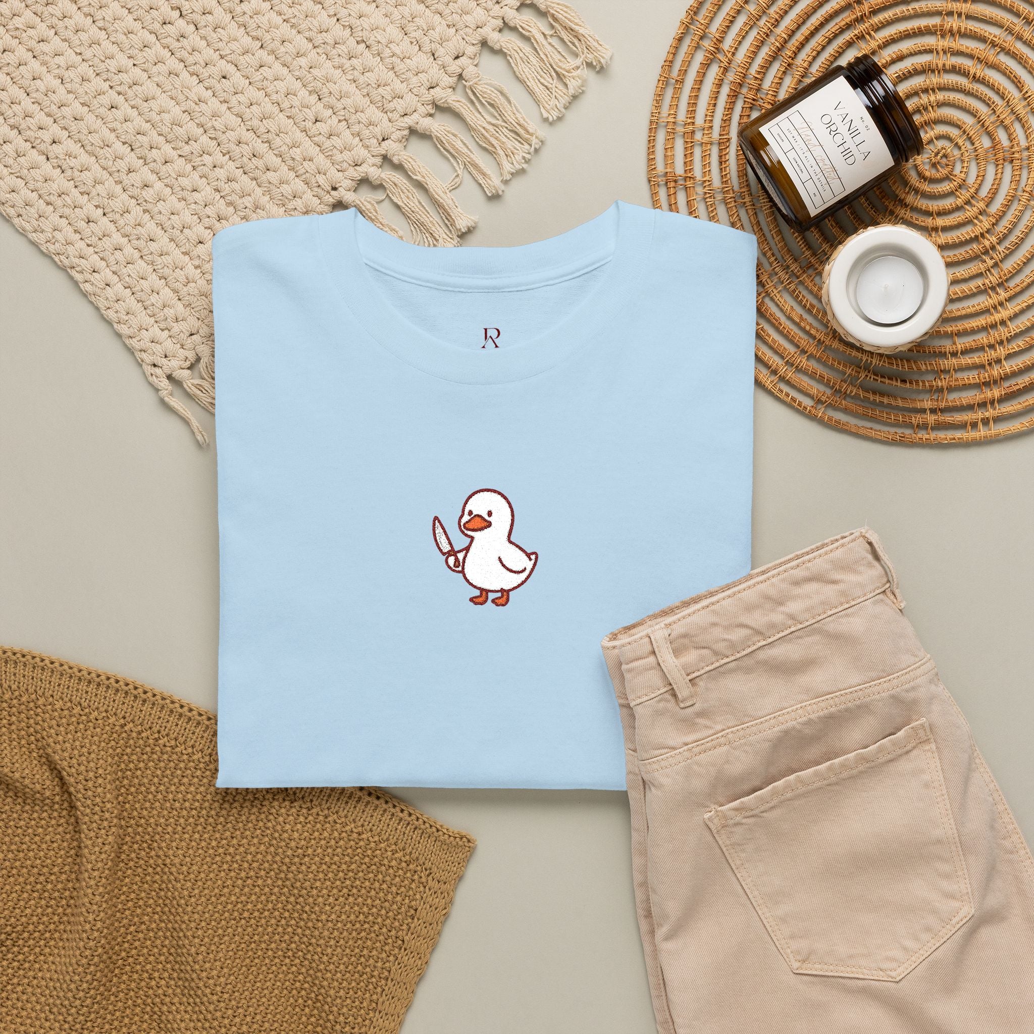 Embroidered Duck With Knife T-Shirt
