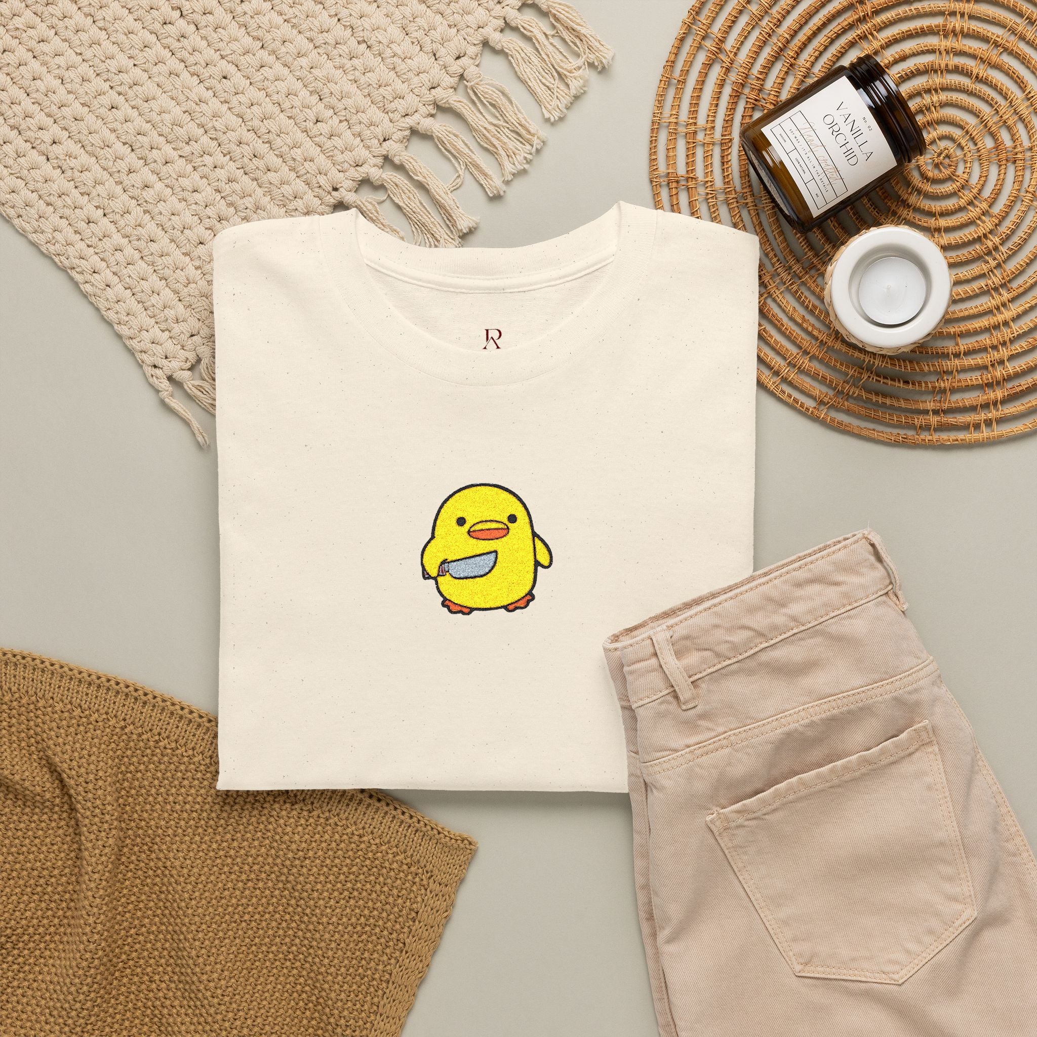 Embroidered Chick With Knife T-Shirt