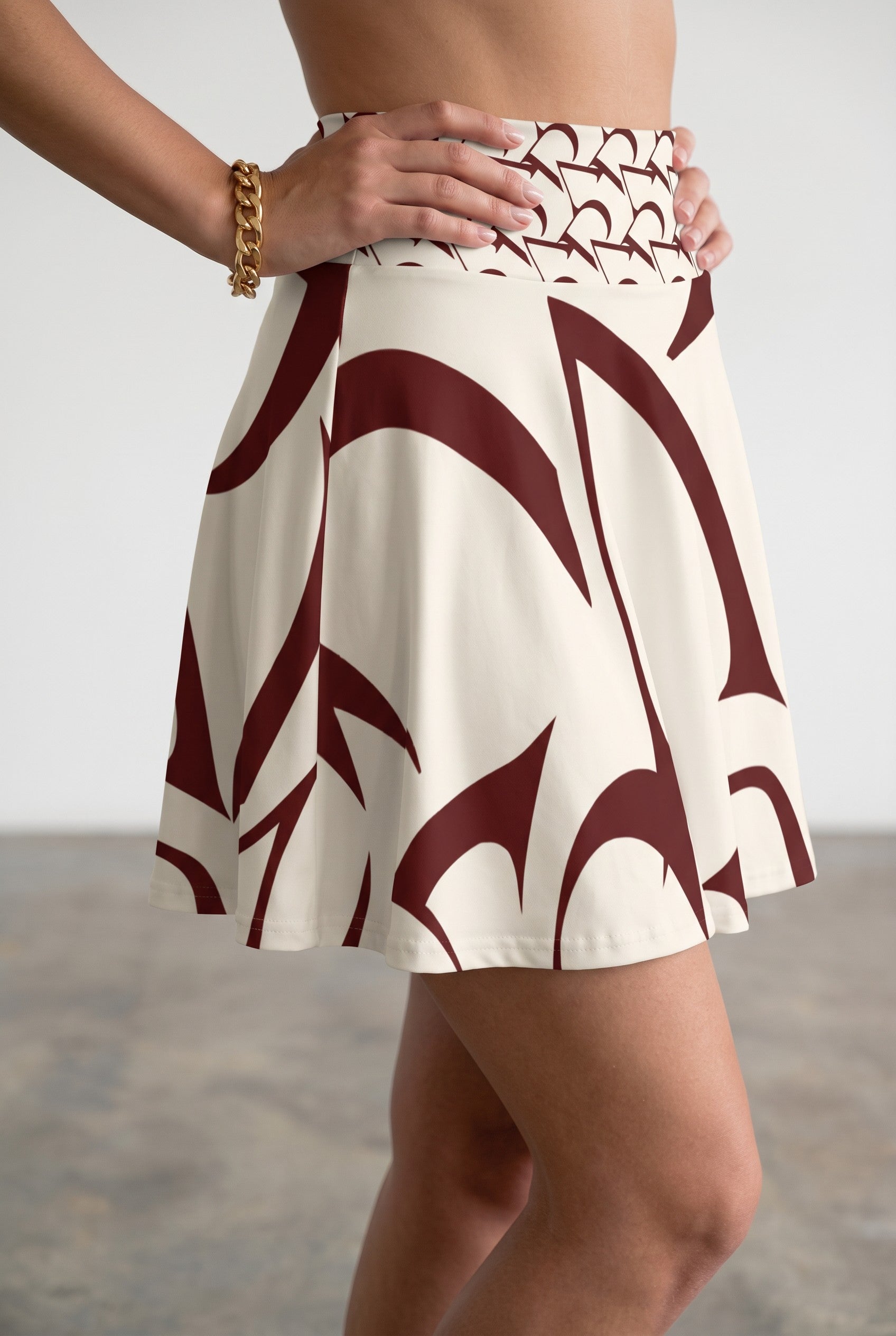 Minimalist Skirt, High Waisted Patterned Pyrau