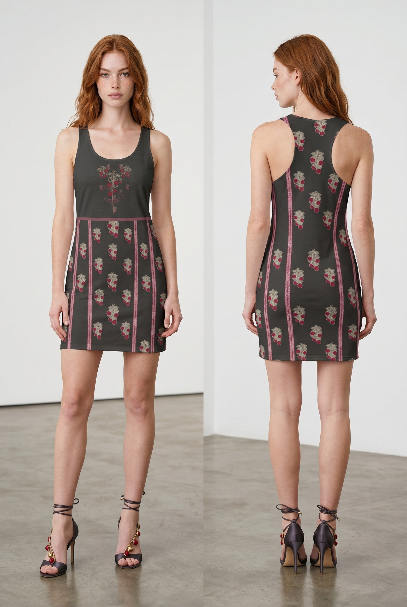 Floral Dress — Black & Red