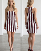 Striped Dress — Maroon & White