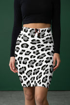 Black & White Leopard Pencil Skirt