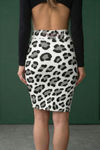 Black & White Leopard Pencil Skirt