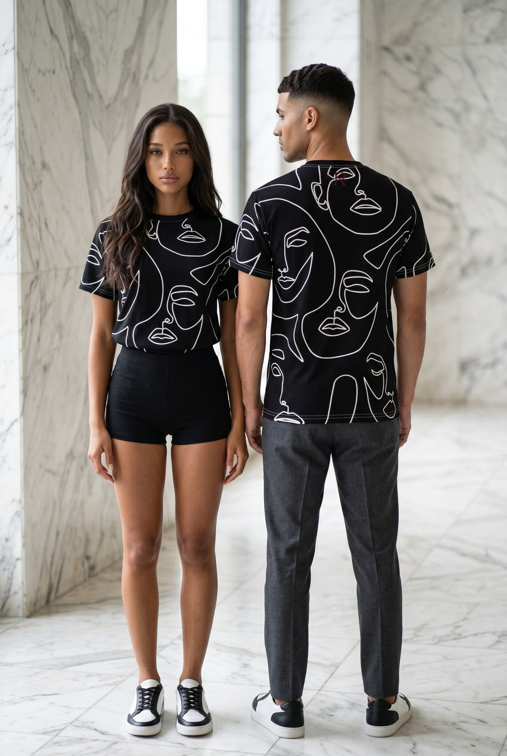 Line Art Faces Tee