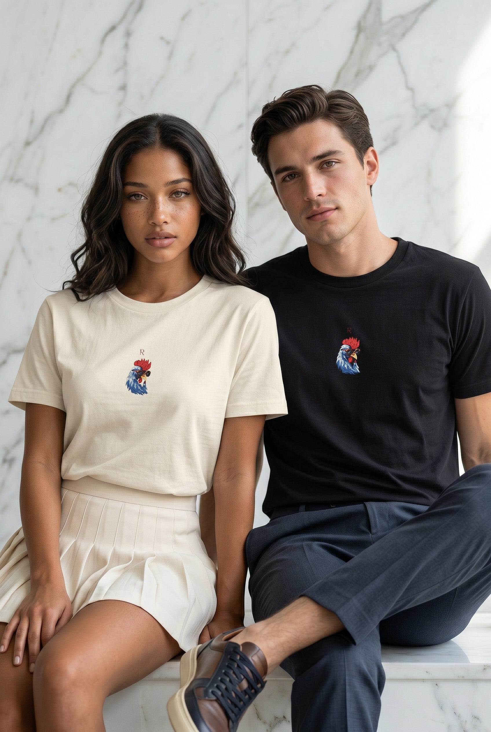Embroidered Rooster T-Shirt