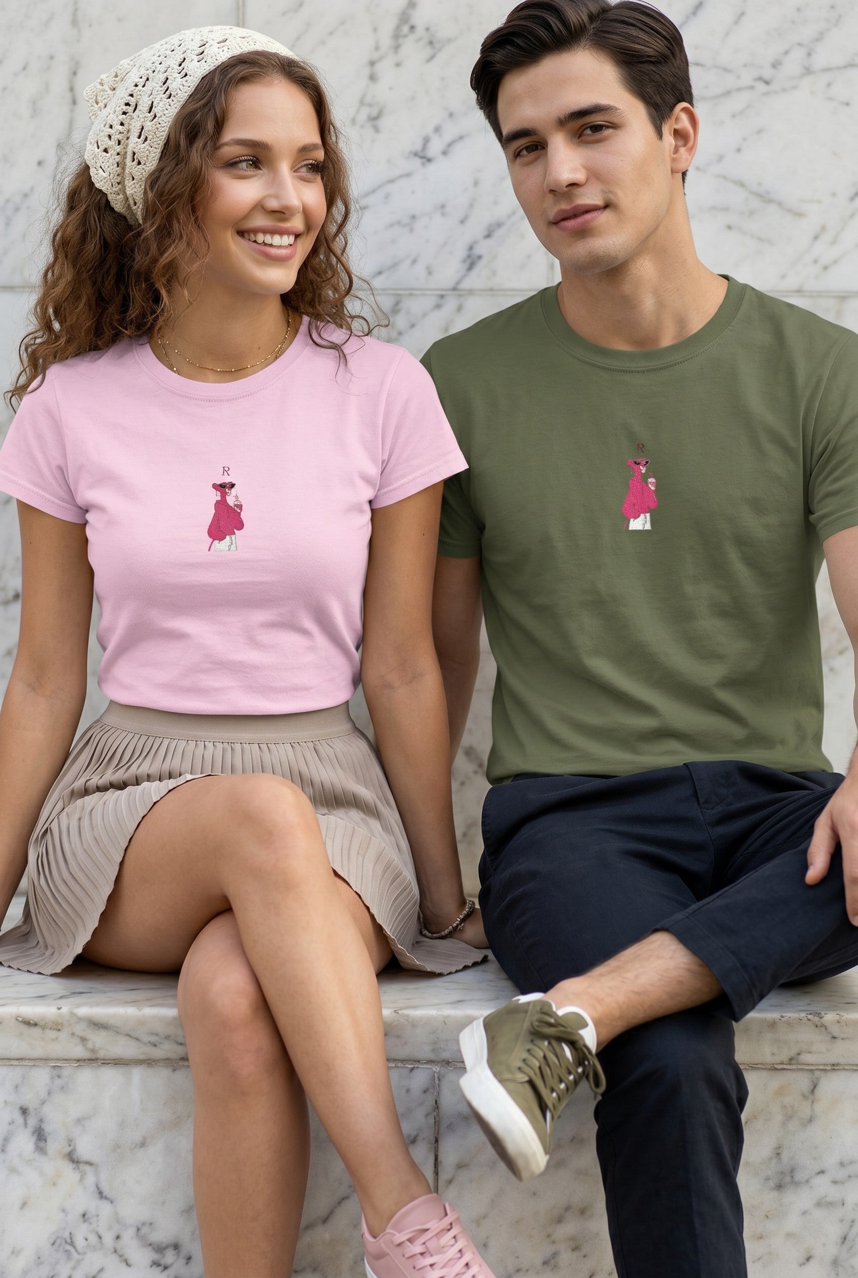 Embroidered Pink Panther T-Shirt