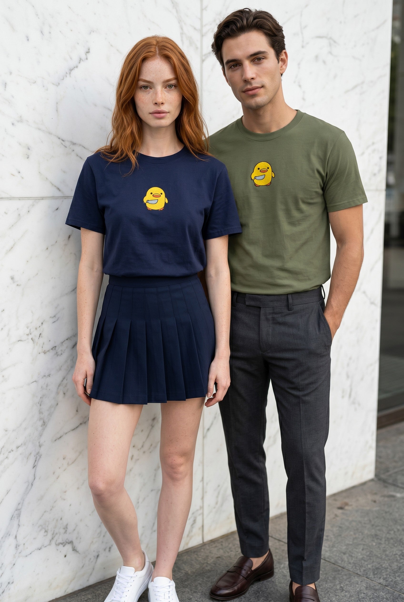 Embroidered Chick With Knife T-Shirt