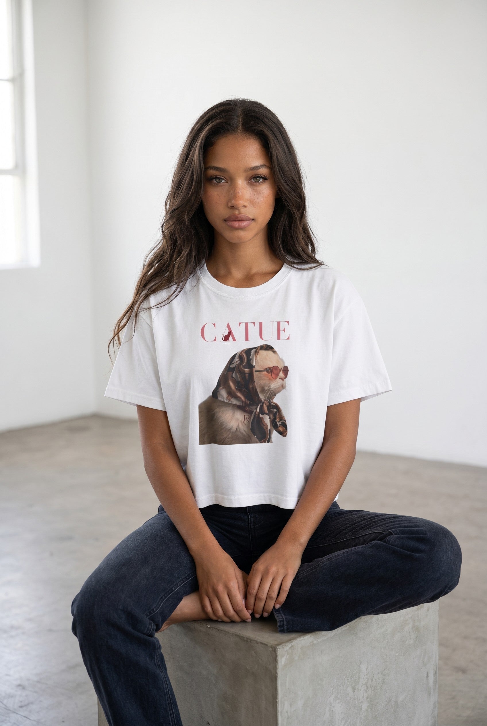 Retro Cat Portrait Boxy Tee