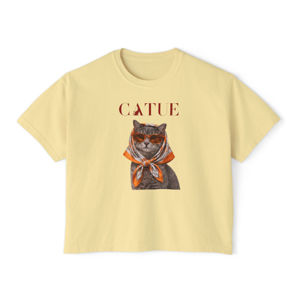 Cat in Scarf Boxy Tee