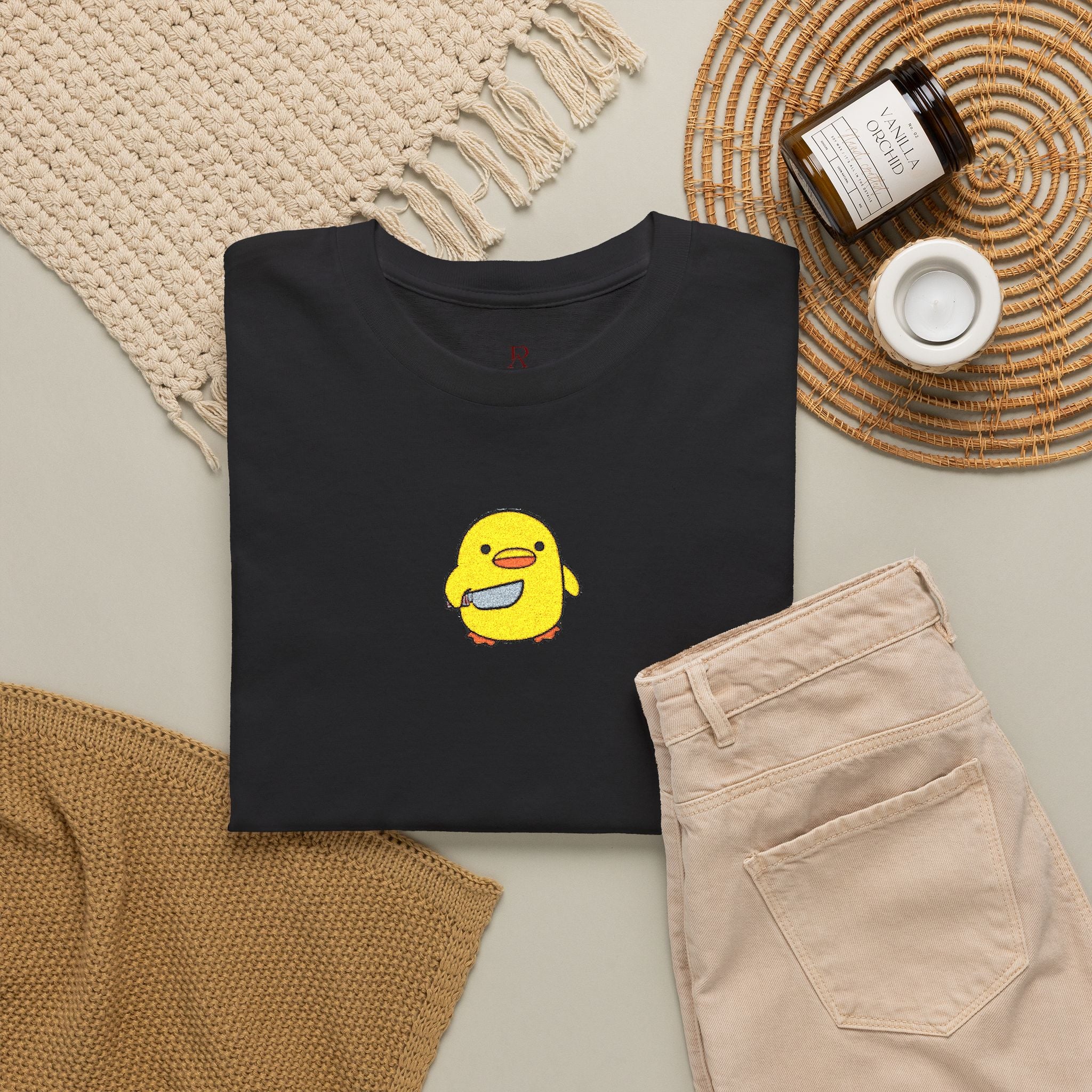 Embroidered Chick With Knife T-Shirt