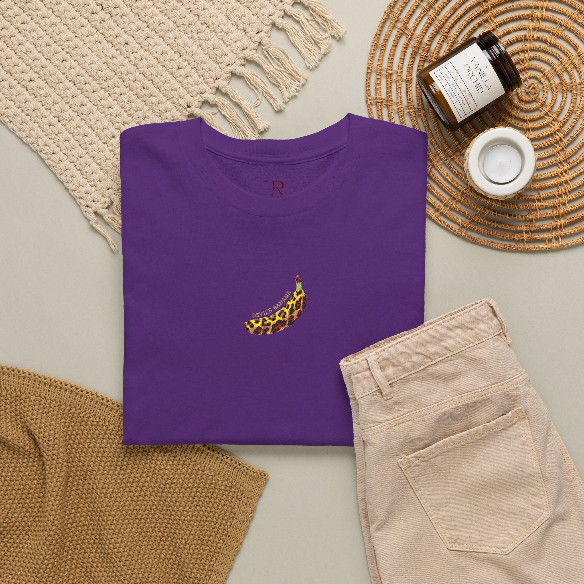 Embroidered Leopard Devil's Banana Tee