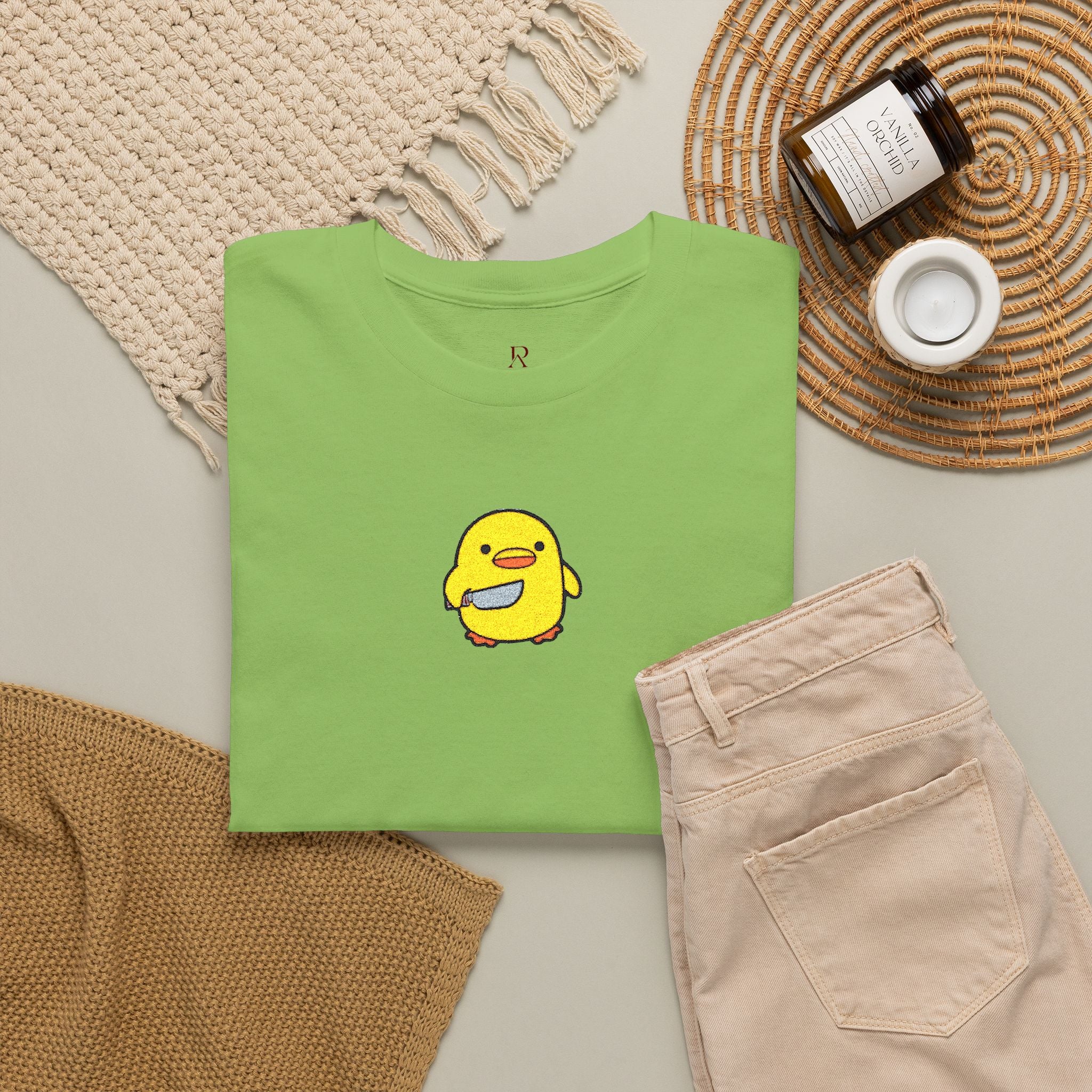 Embroidered Chick With Knife T-Shirt