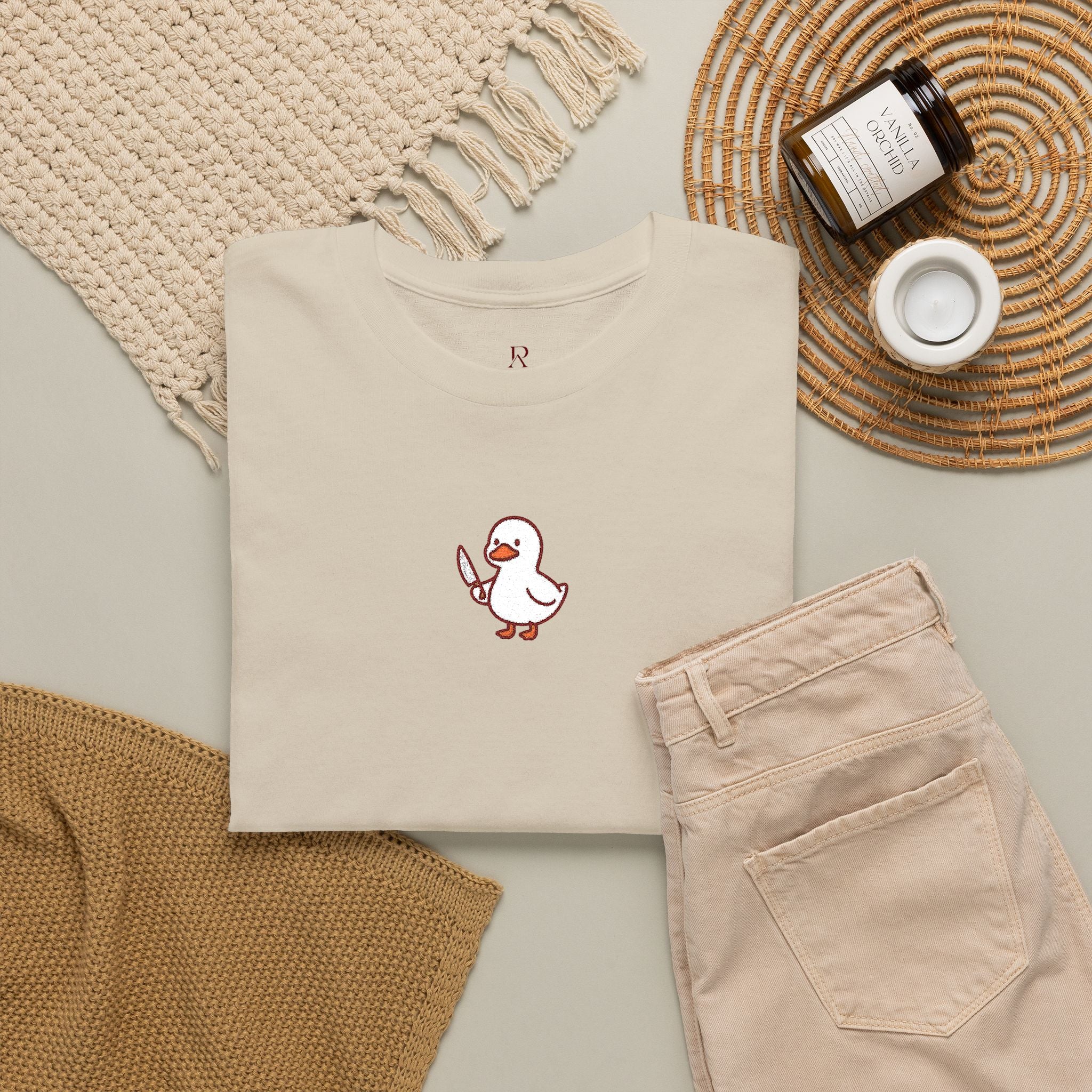 Embroidered Duck With Knife T-Shirt