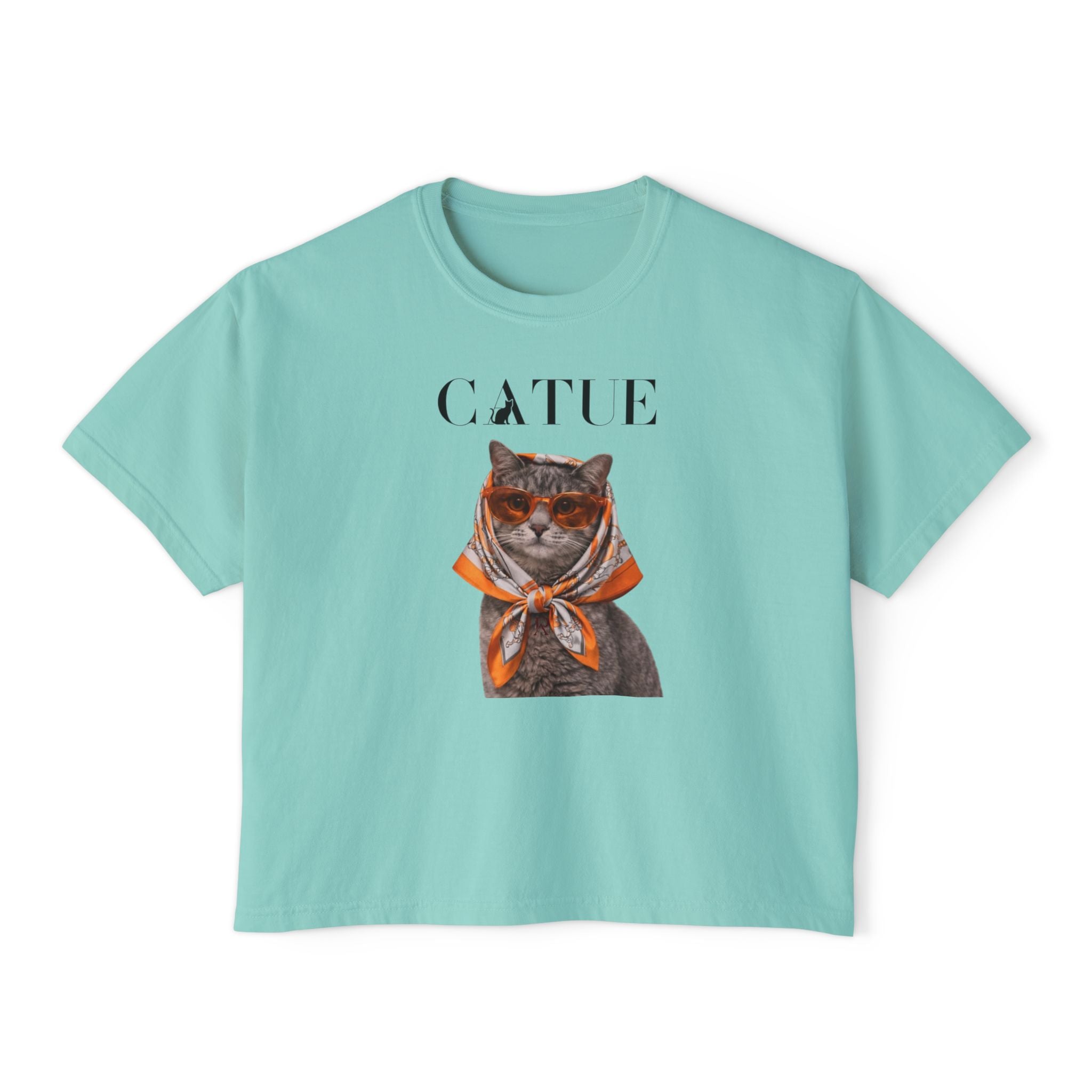 Cat in Scarf Boxy Tee