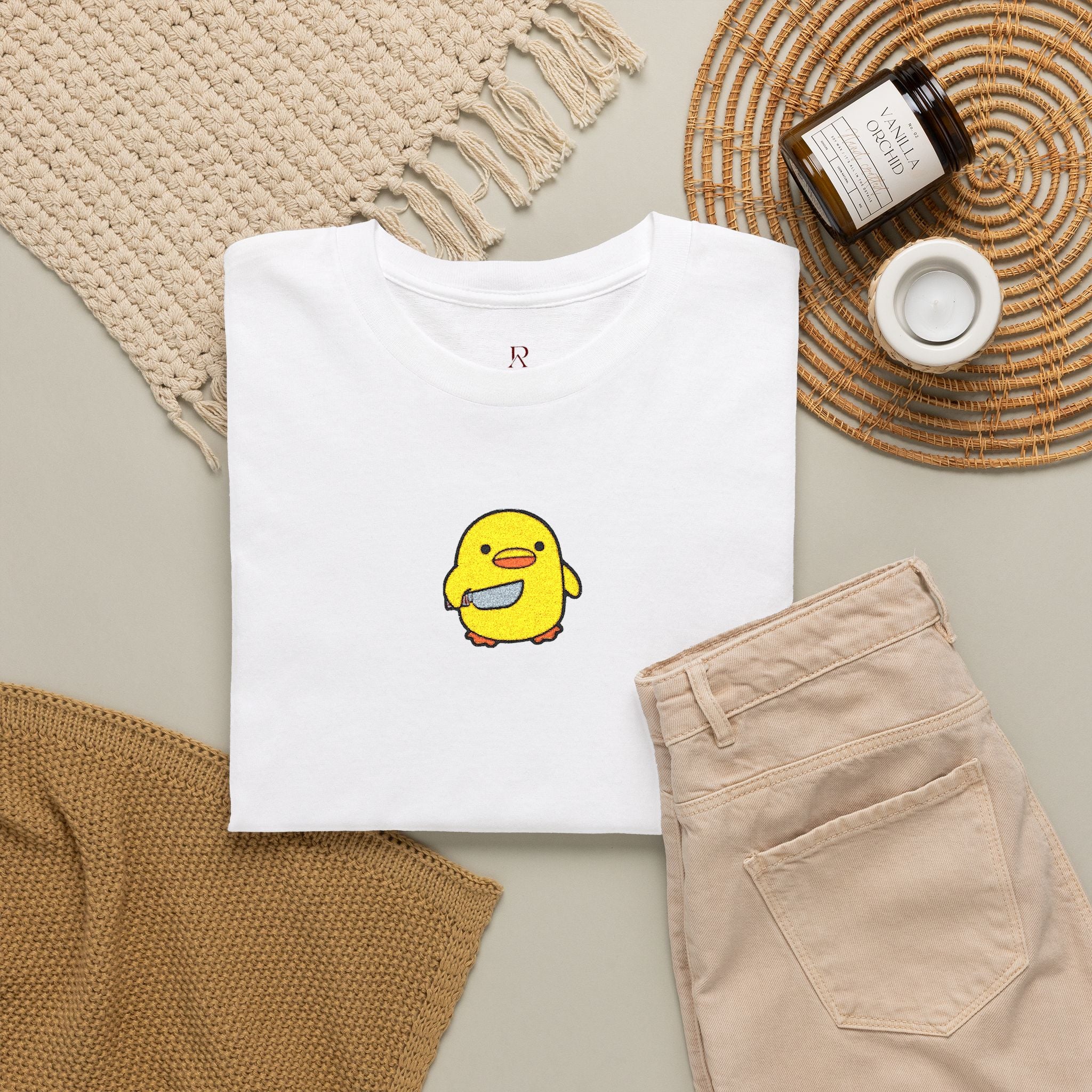 Embroidered Chick With Knife T-Shirt