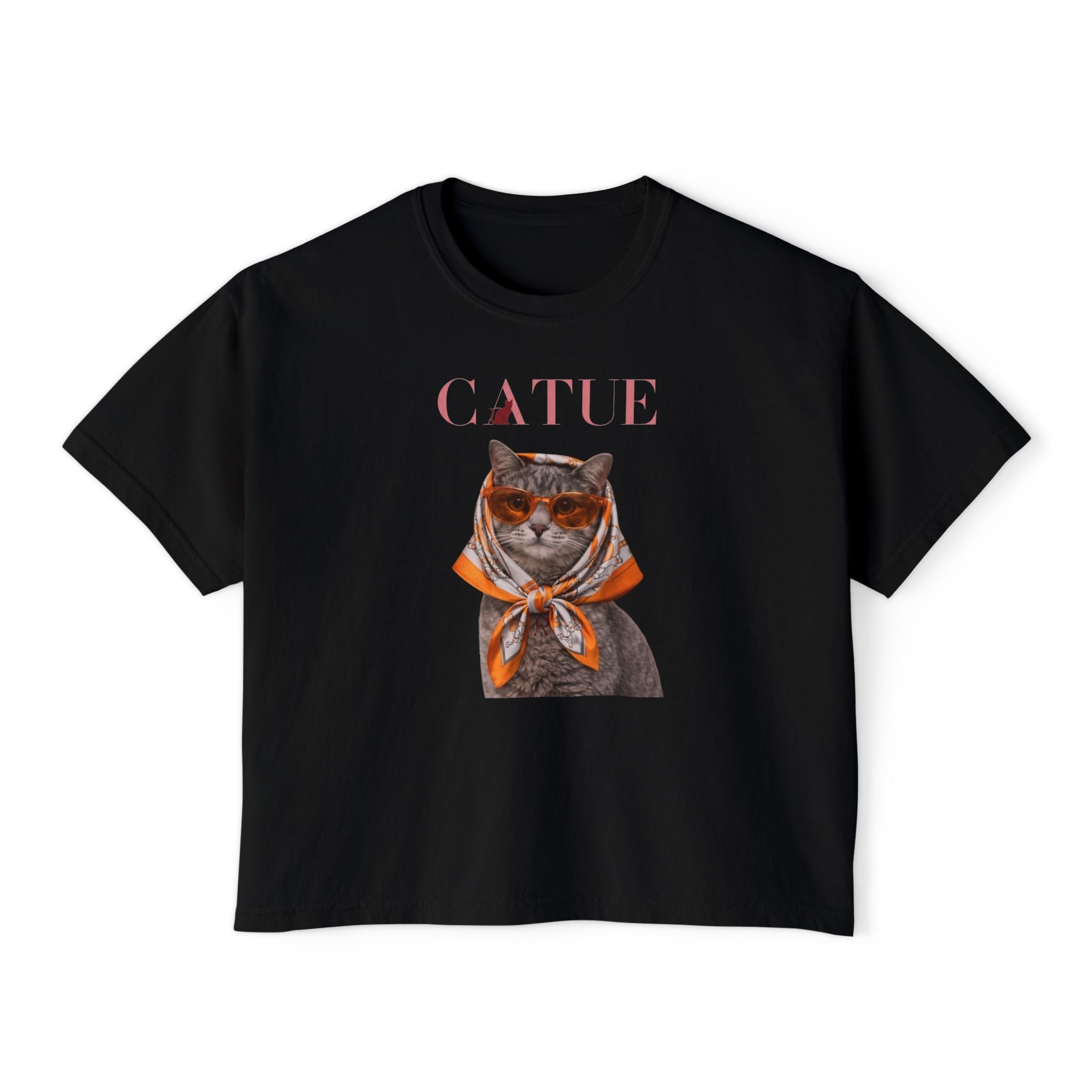 Cat in Scarf Boxy Tee