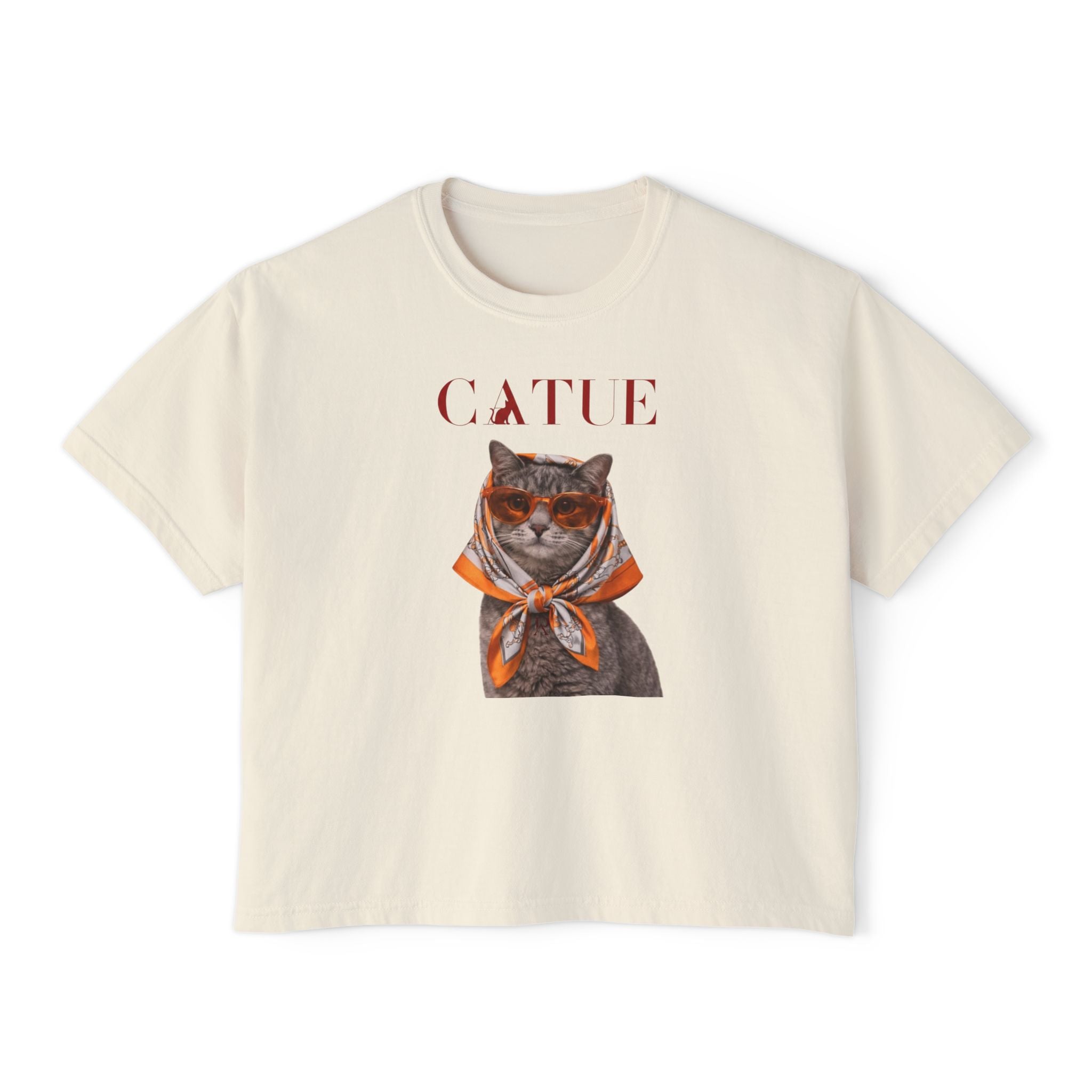 Cat in Scarf Boxy Tee