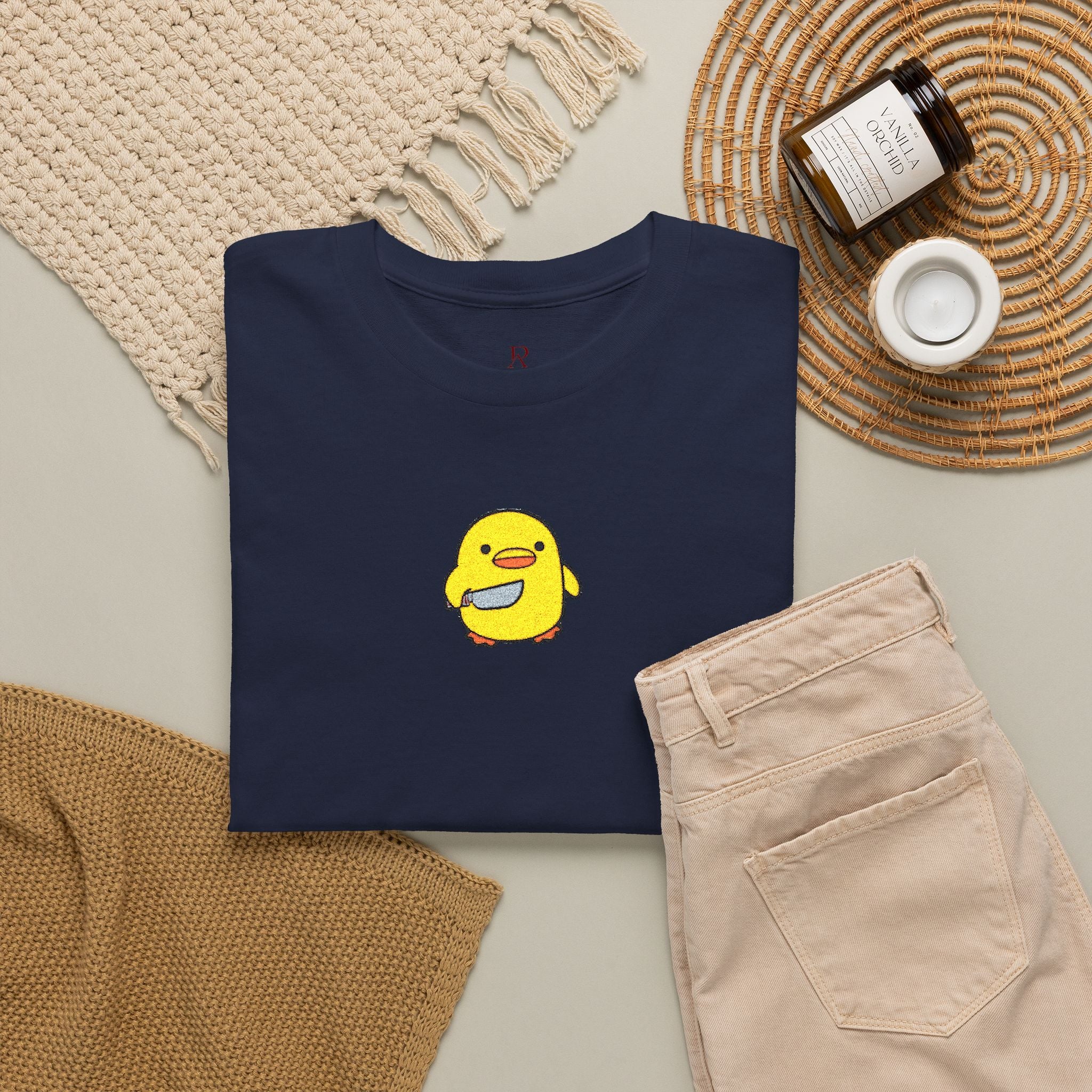 Embroidered Chick With Knife T-Shirt