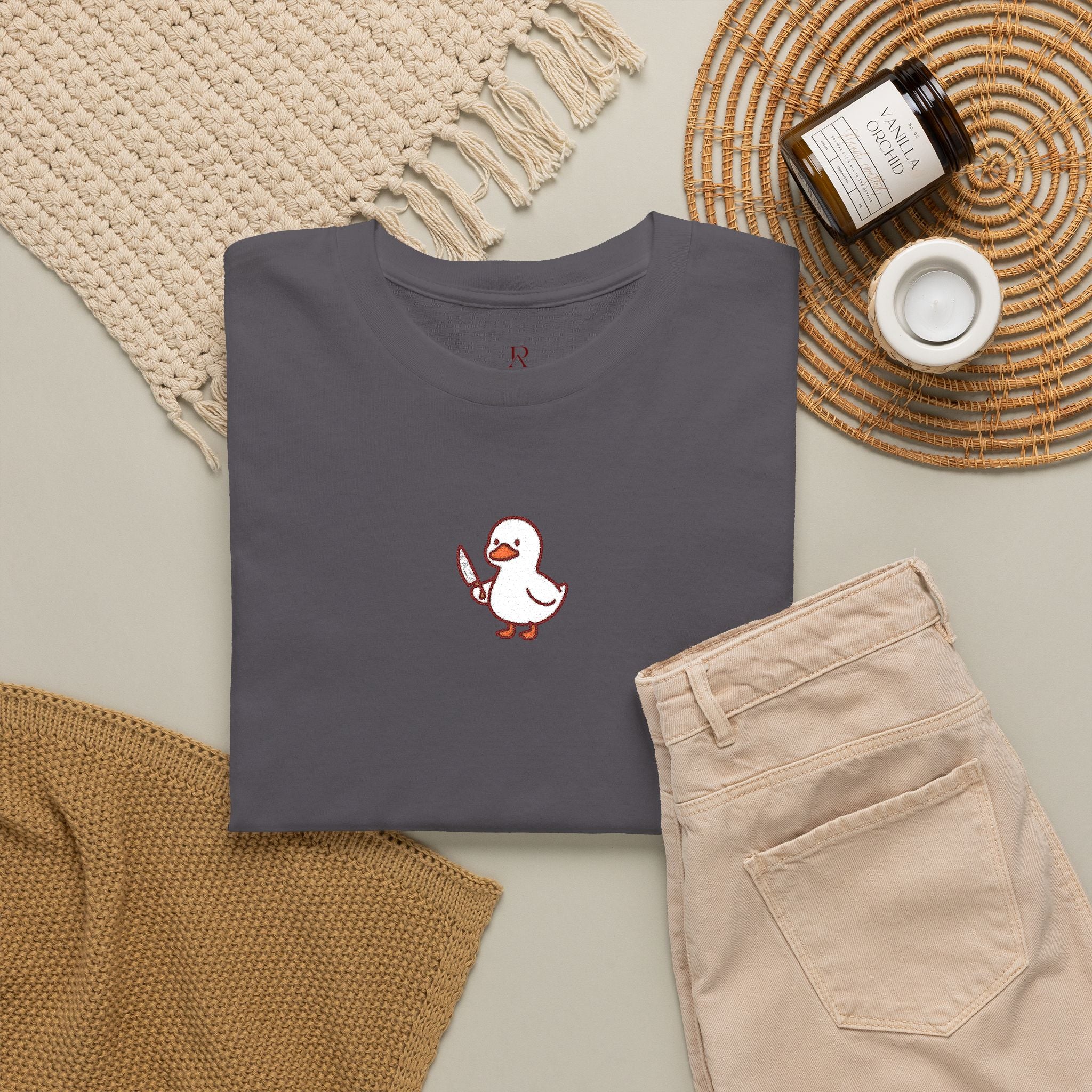 Embroidered Duck With Knife T-Shirt