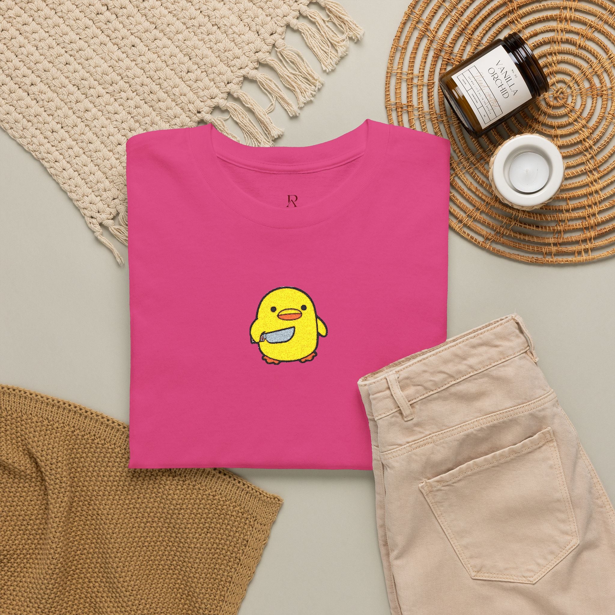Embroidered Chick With Knife T-Shirt